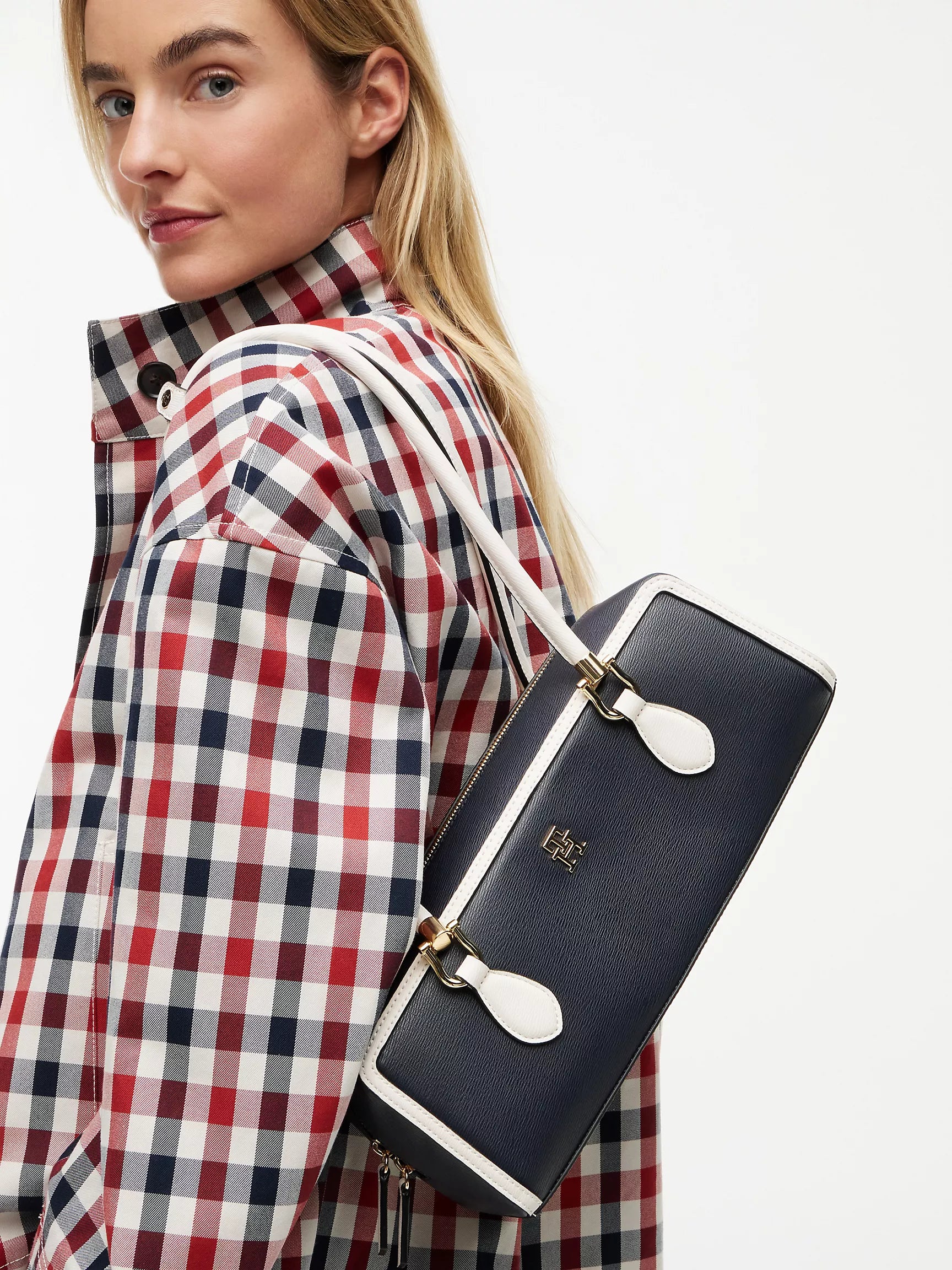 Tommy Women's Monogram East-West Shoulder Bag-Space Blue