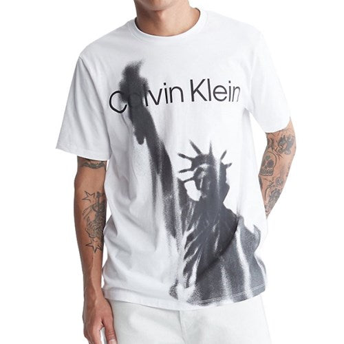 Calvin Klein Mens' Statue Logo Short Sleeve T-Shirt B White
