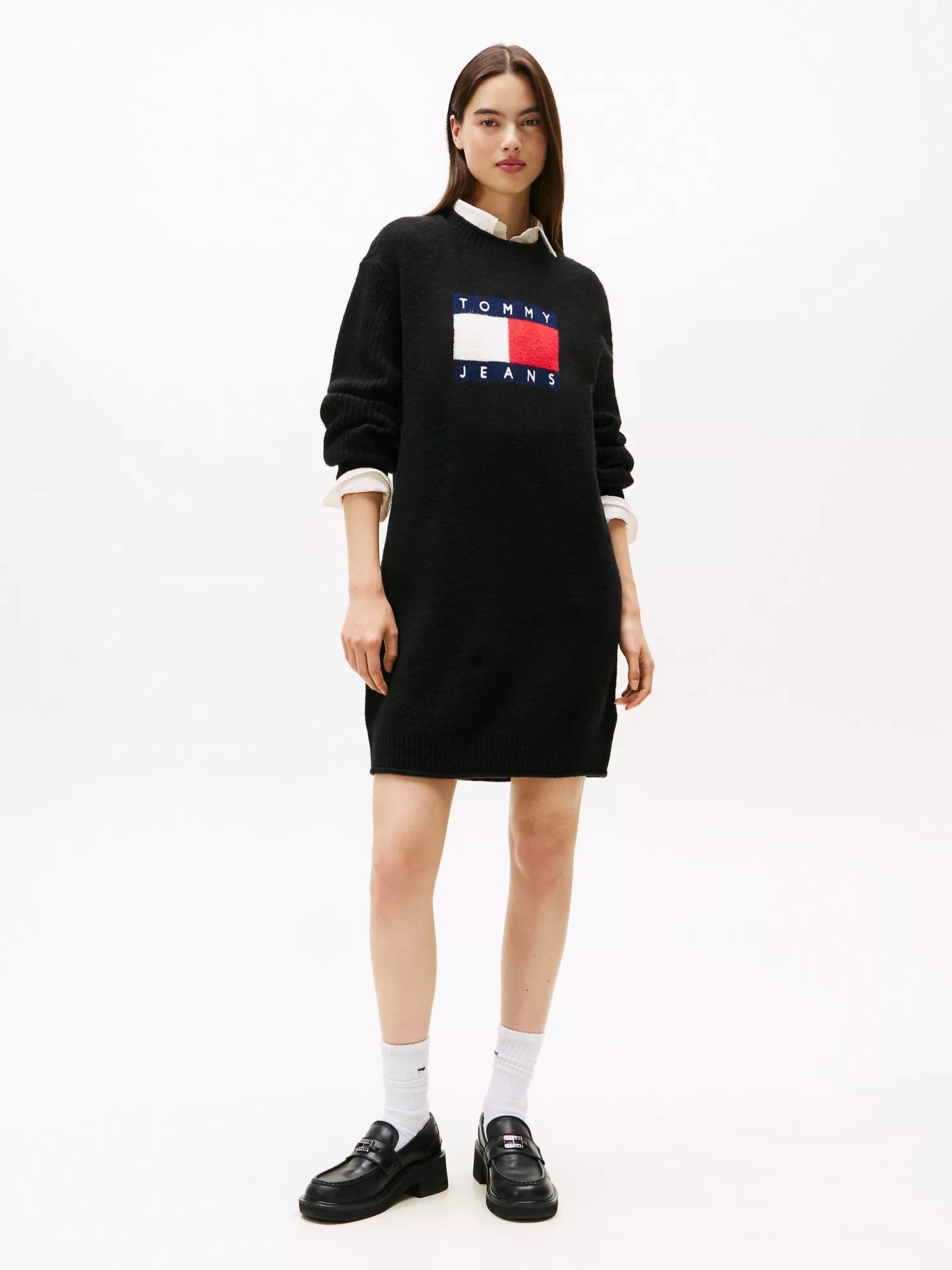 WOMENS' Tommy Jeans Flag Logo Sweater Dress BLACK