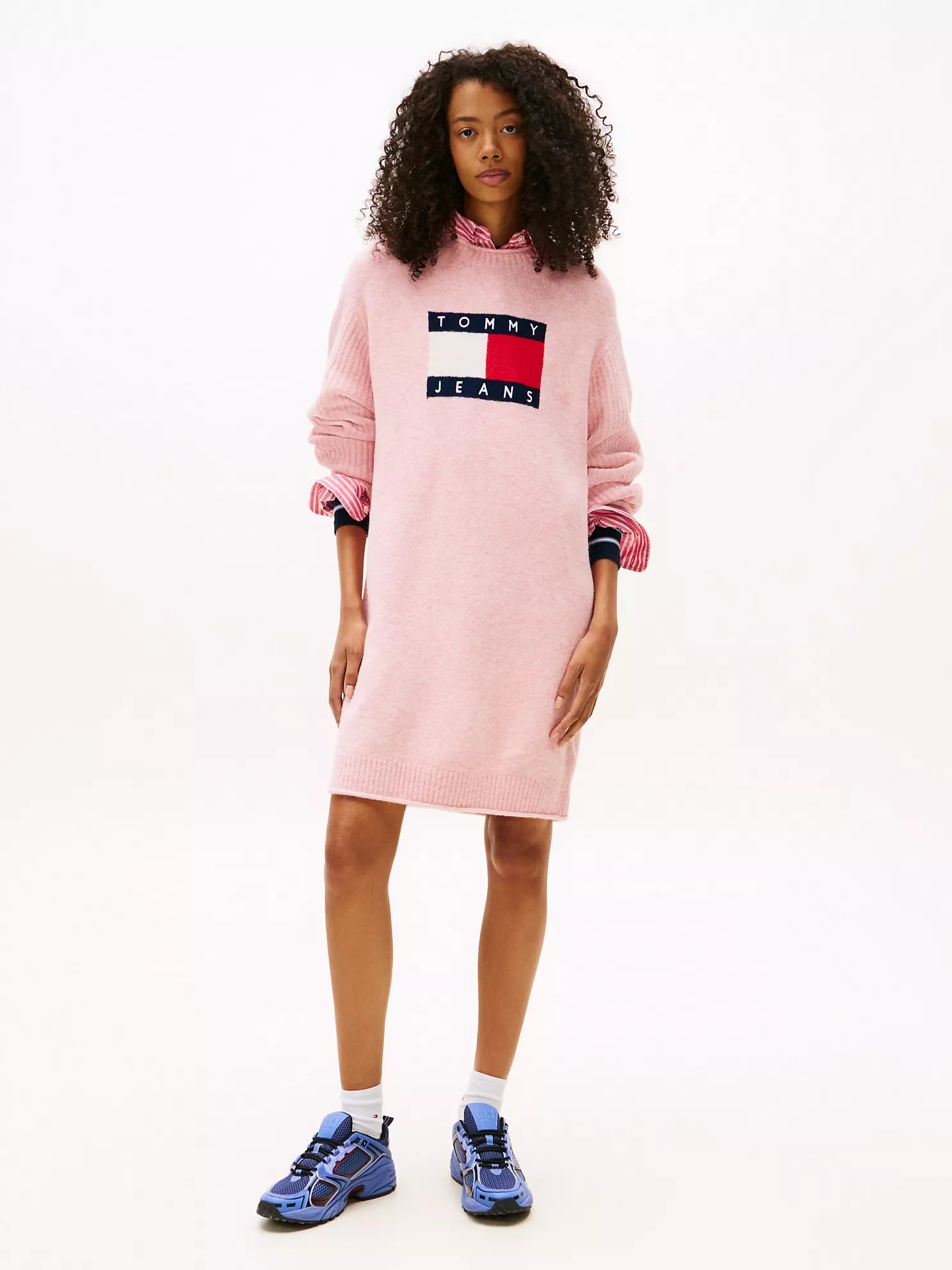 WOMENS' Tommy Jeans Flag Logo Sweater Dress Mystic Pink Heather