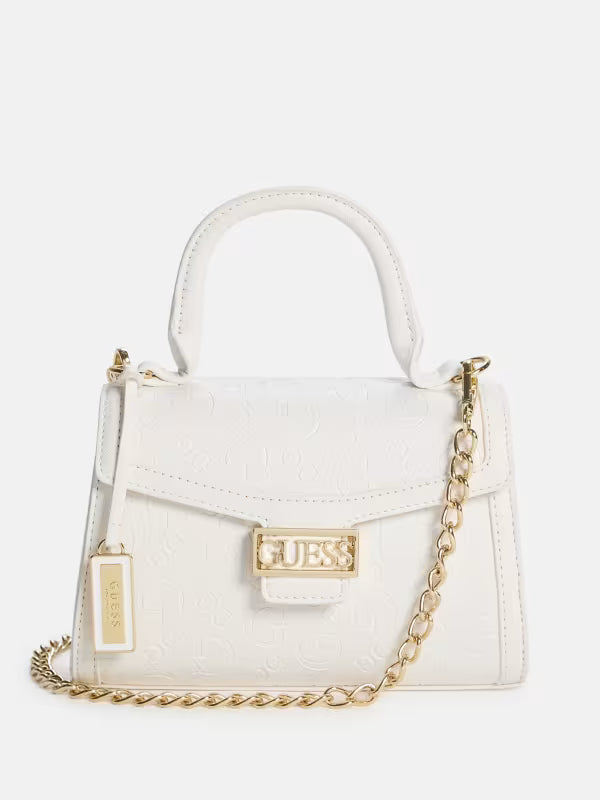 Guess Womens' Sabrina Top-Handle Mini Bag/ White