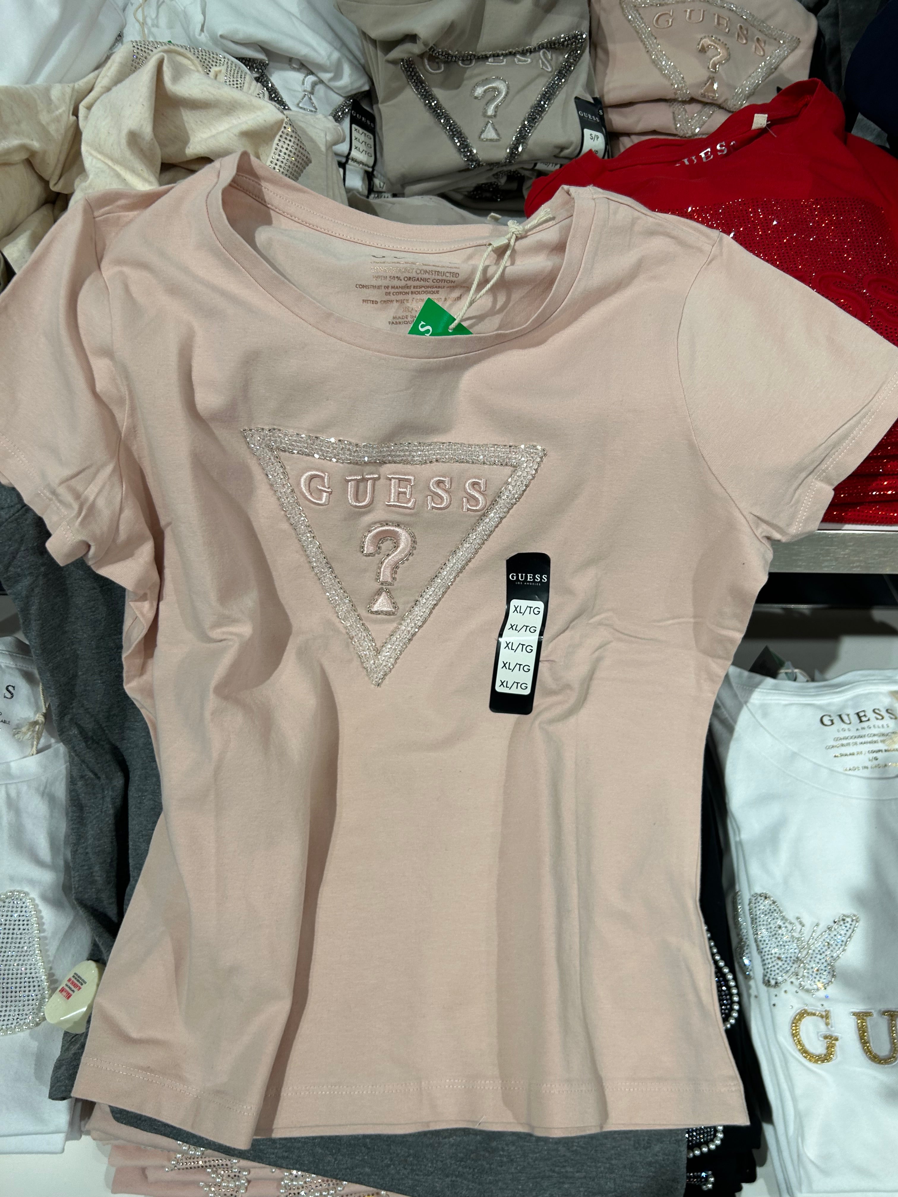 Guess Womens' Carlee Triangle Tee - Pink