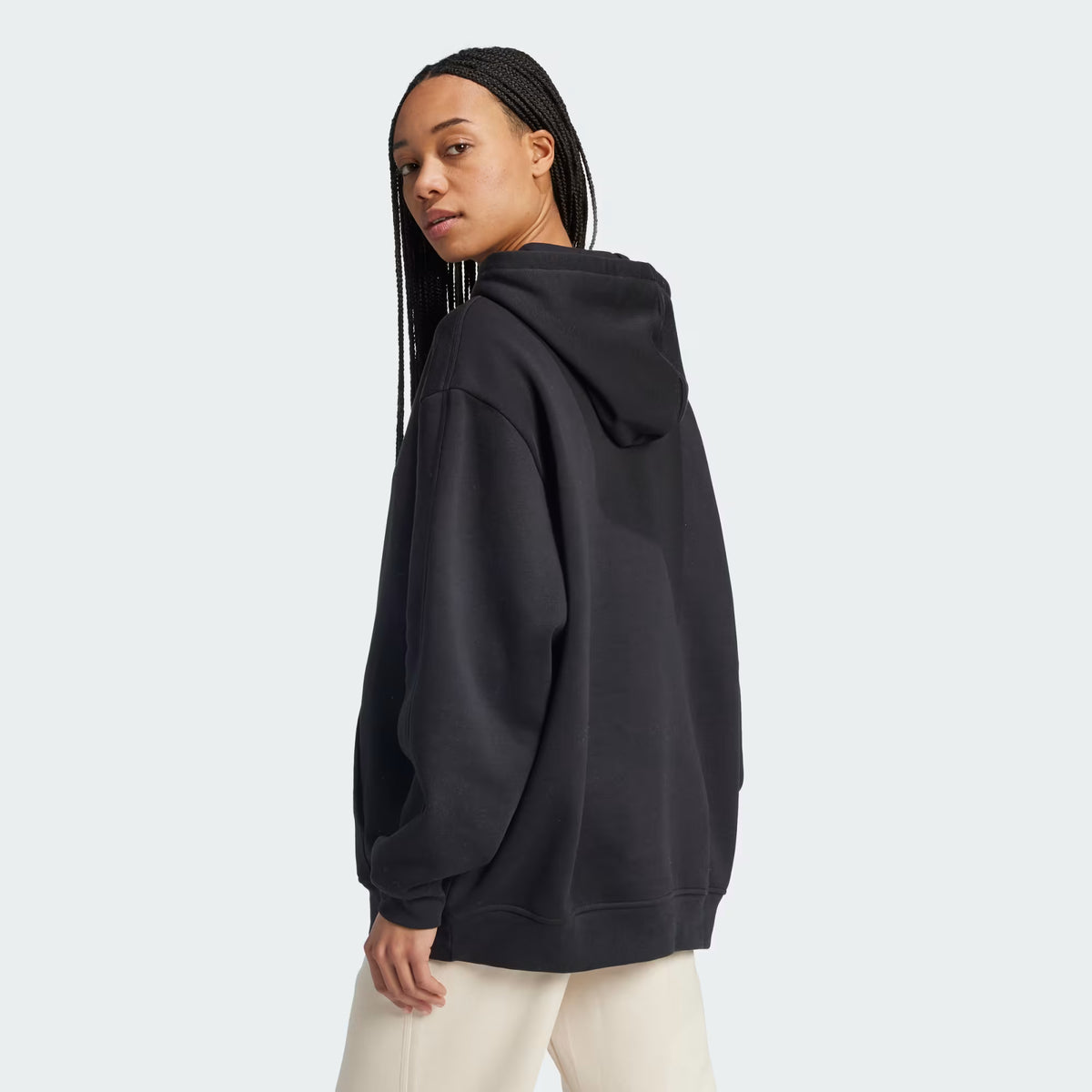 Adidas Essentials Oversized Fleece Hoodie- Black
