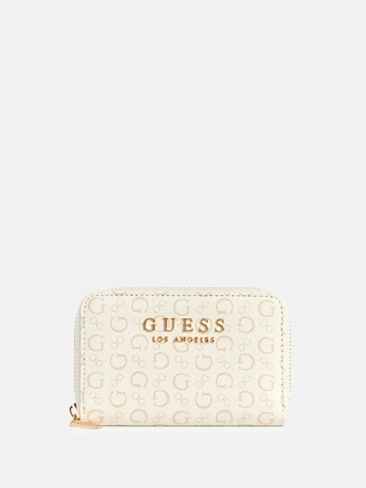GUESS Womens' Saffron Small Logo Zip Wallet WHITE