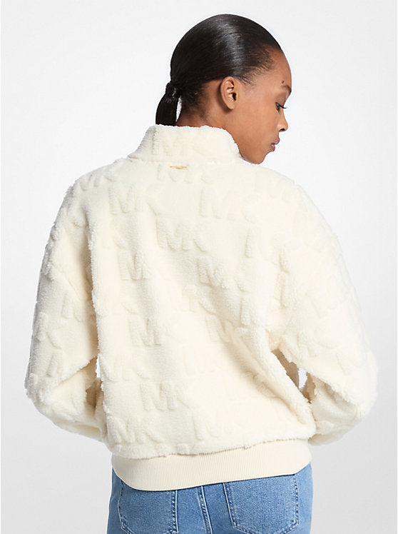 Michael Kors WOMENS' Logo Jacquard Sherpa Zip-Up Jacket