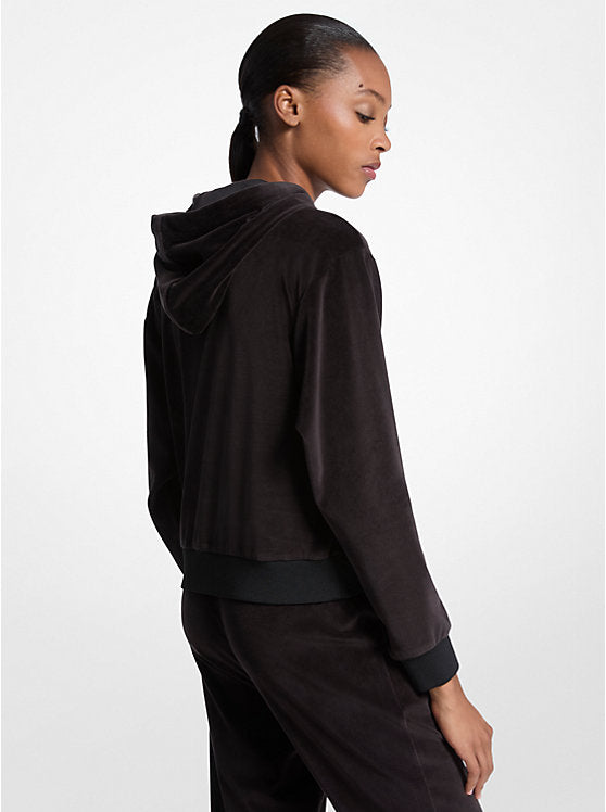 Michael Kors Womens' Embellished Logo Velour Hoodie