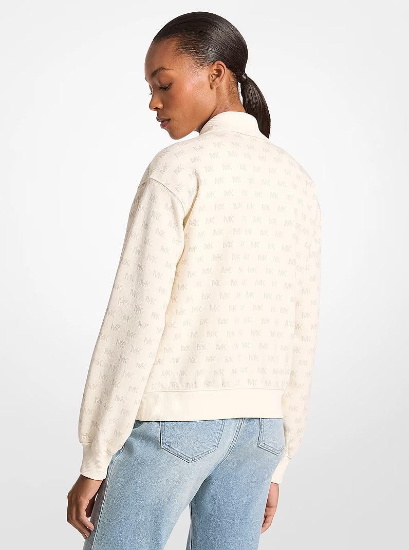Michael Kors Women's Logo Cotton Blend Zip-Up Jacket-BONE