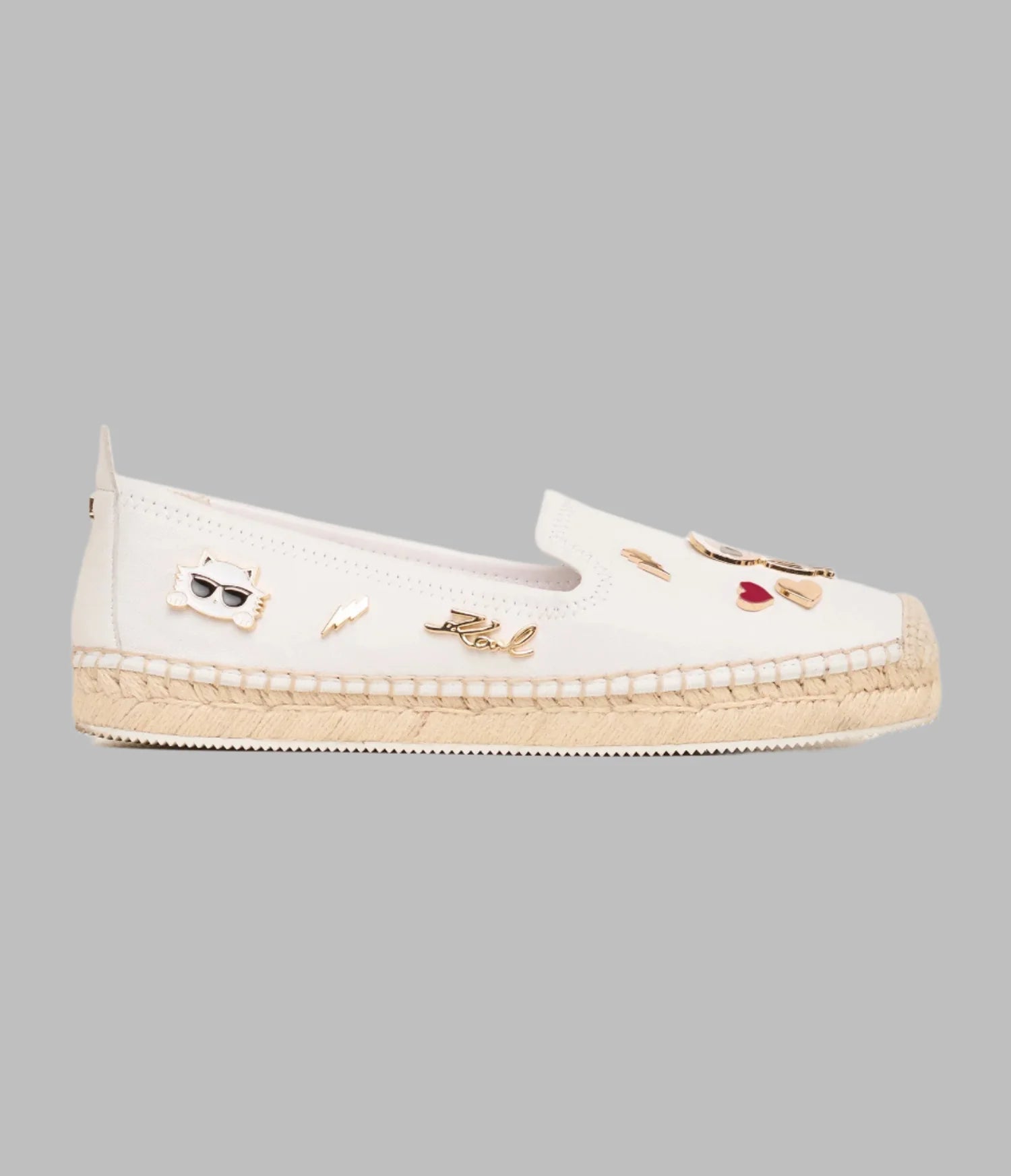 MICHAELA LEATHER PIN SLIP-ON FLAT ESPADRILLE-Bright White
