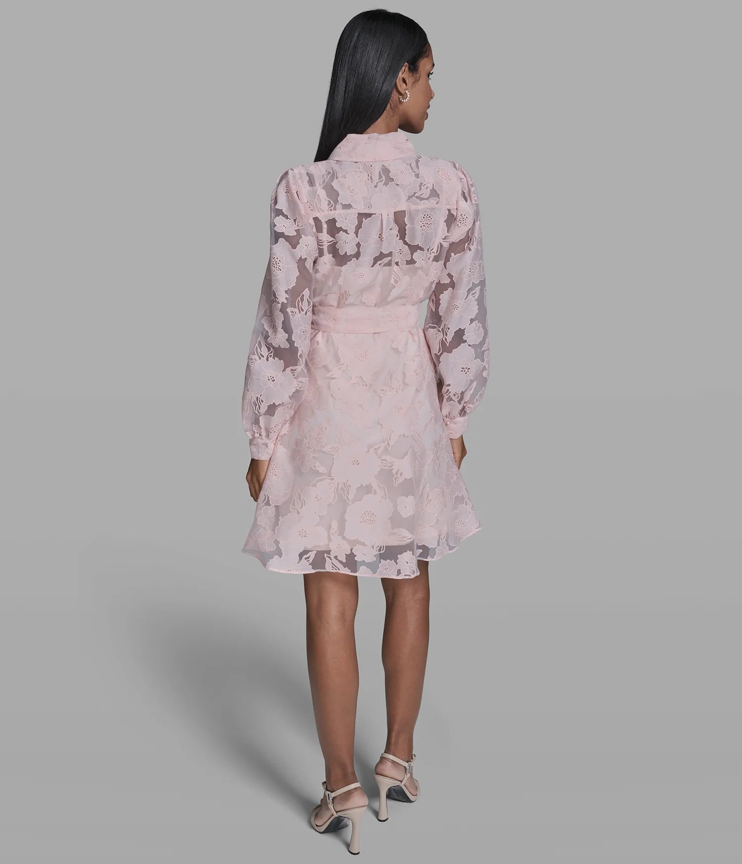KARL LAGERFELD FLORAL JACQUARD SHIRT DRESS-Pearl Blush