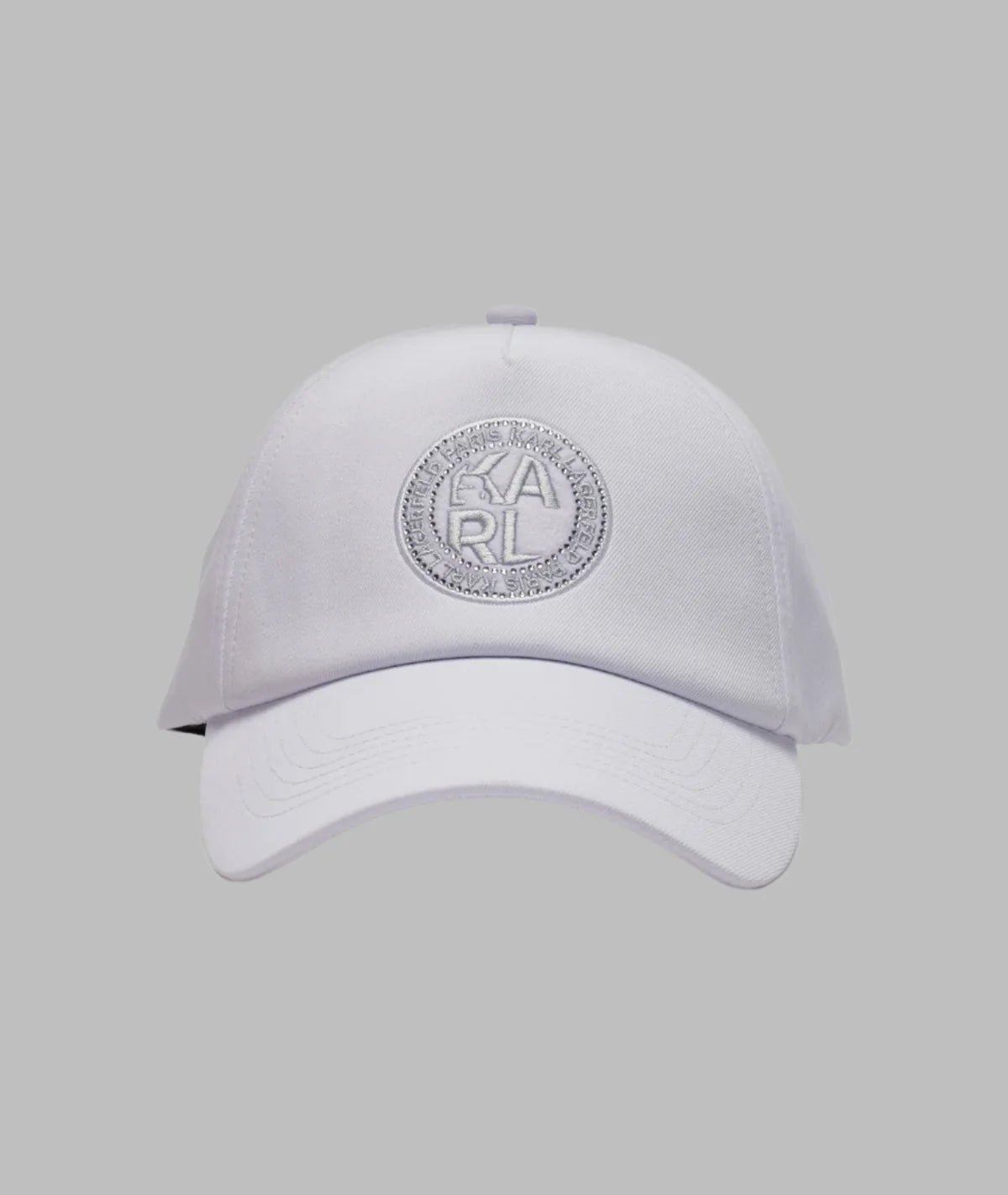 KARL LAGERFELD WOMEN'S KRYSTAL KARL BASEBALL HAT-White