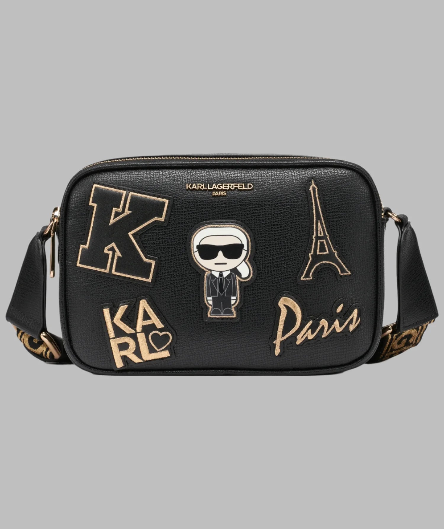 Karl Lagerfeld Paris Womens' MAYBELLE CAMERA CROSSBODY WITH PATCHES
