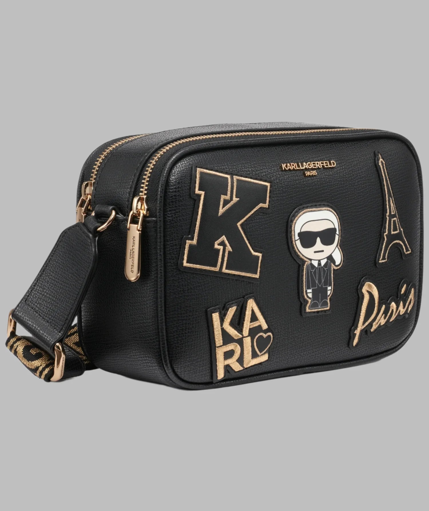 Karl Lagerfeld Paris Womens' MAYBELLE CAMERA CROSSBODY WITH PATCHES