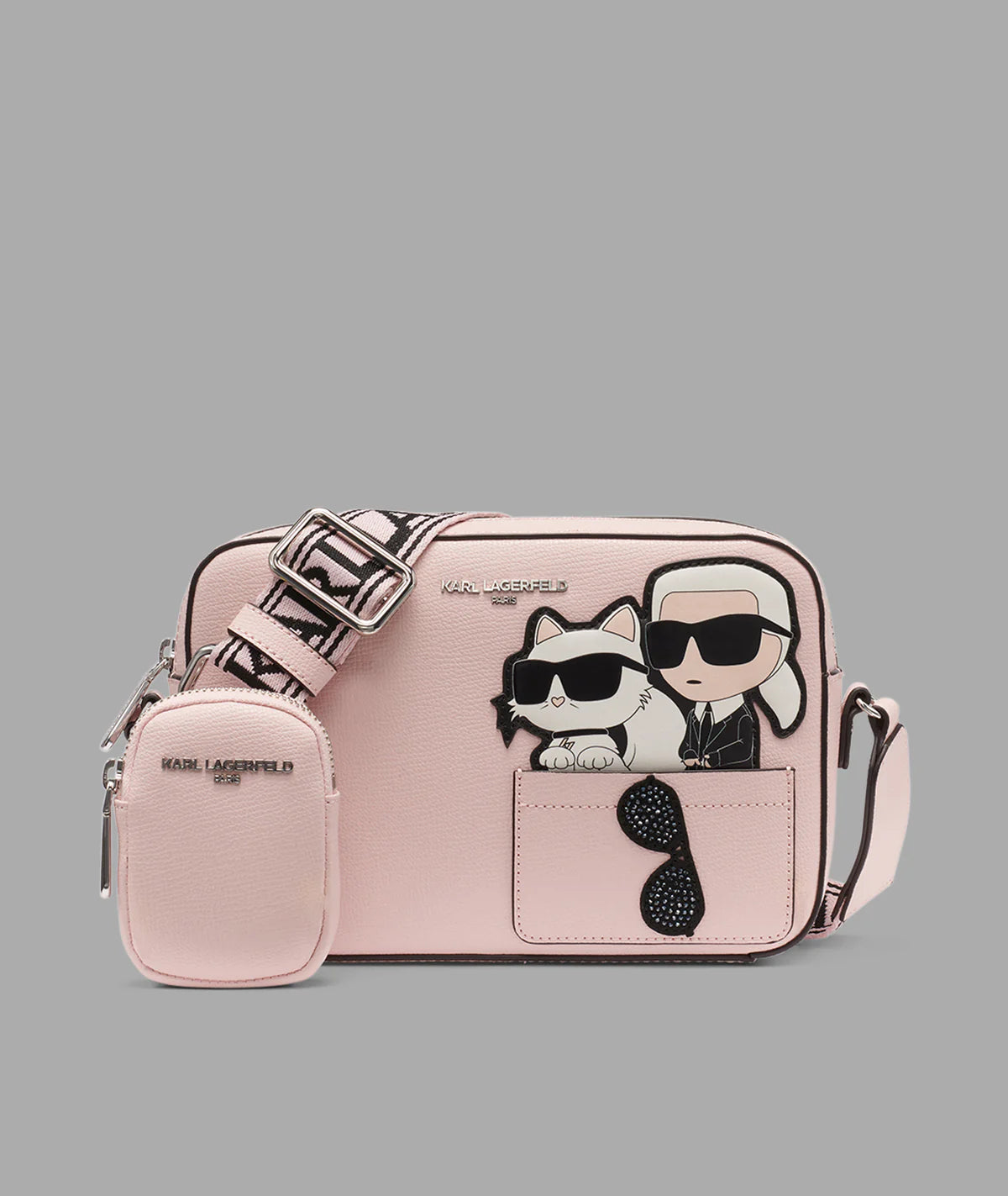 Karl Lagerfeld Paris Womens' MAYBELLE SUNGLASS DUO CROSSBODY Pink