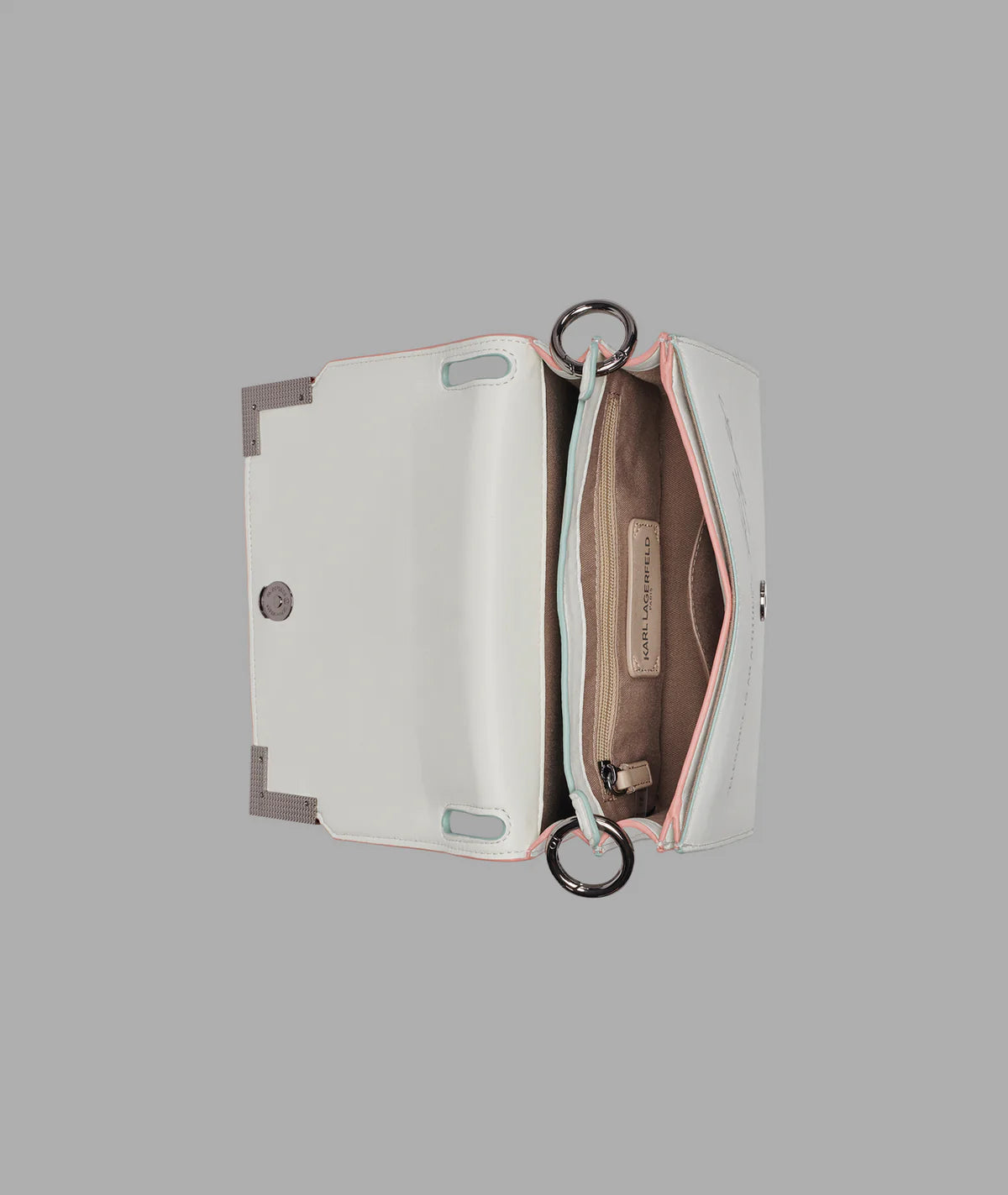 KARL LAGERFELD WOMEN'S CAMILLE SHOULDER WITH OVERSIZED FASHION PINS-Winter White/Silver