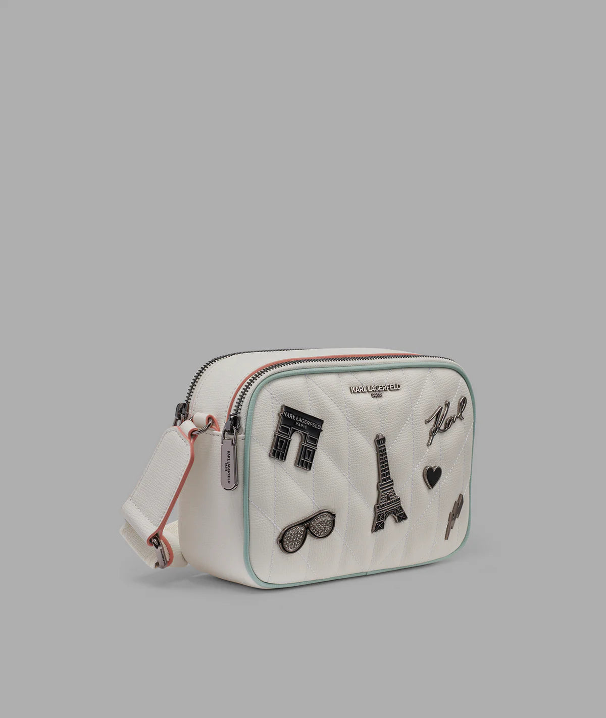 MAYBELLE CROSSBODY WITH PARIS PINS-Winter White/Silver