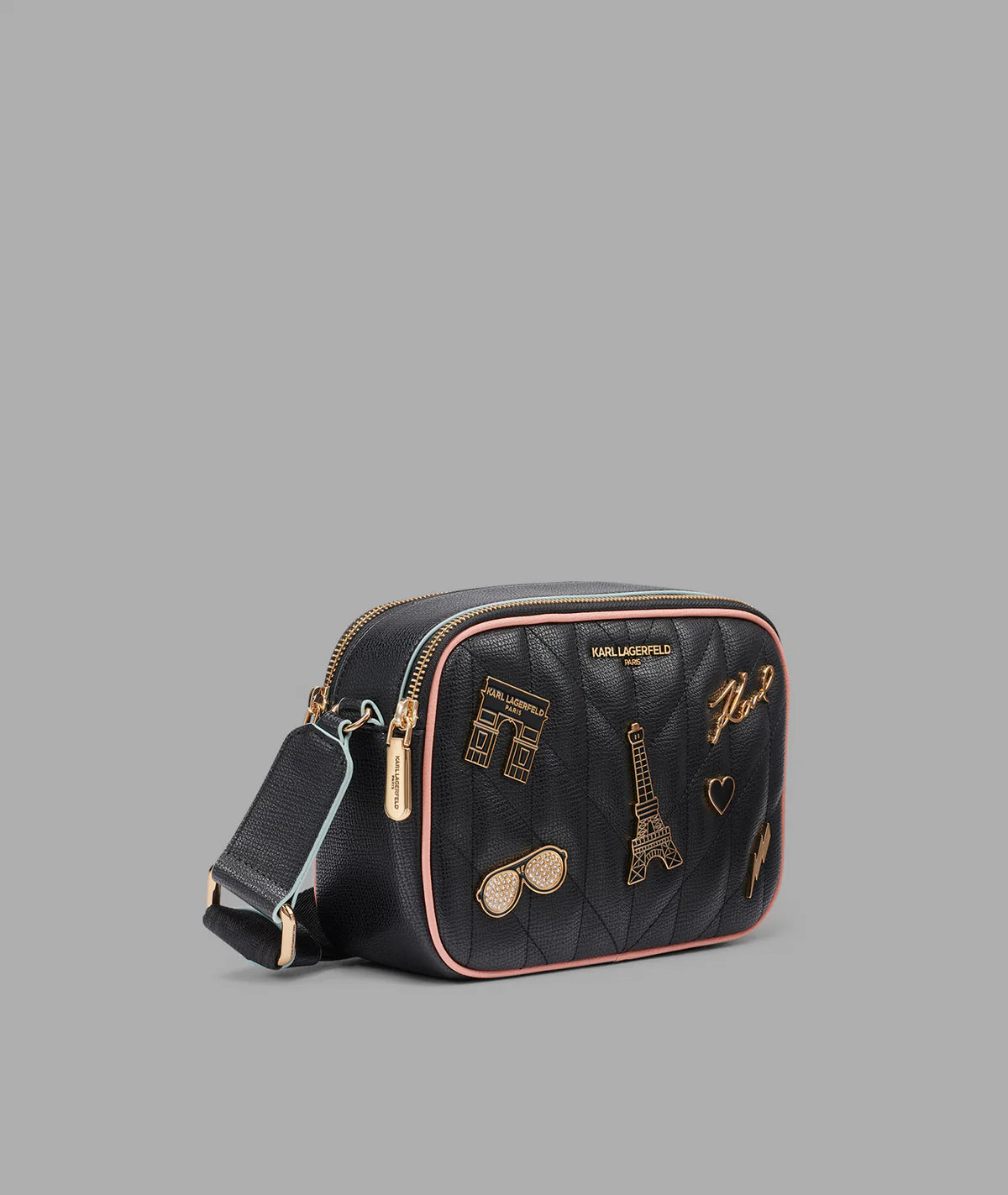 MAYBELLE CROSSBODY WITH PARIS PINS-Black/Gold