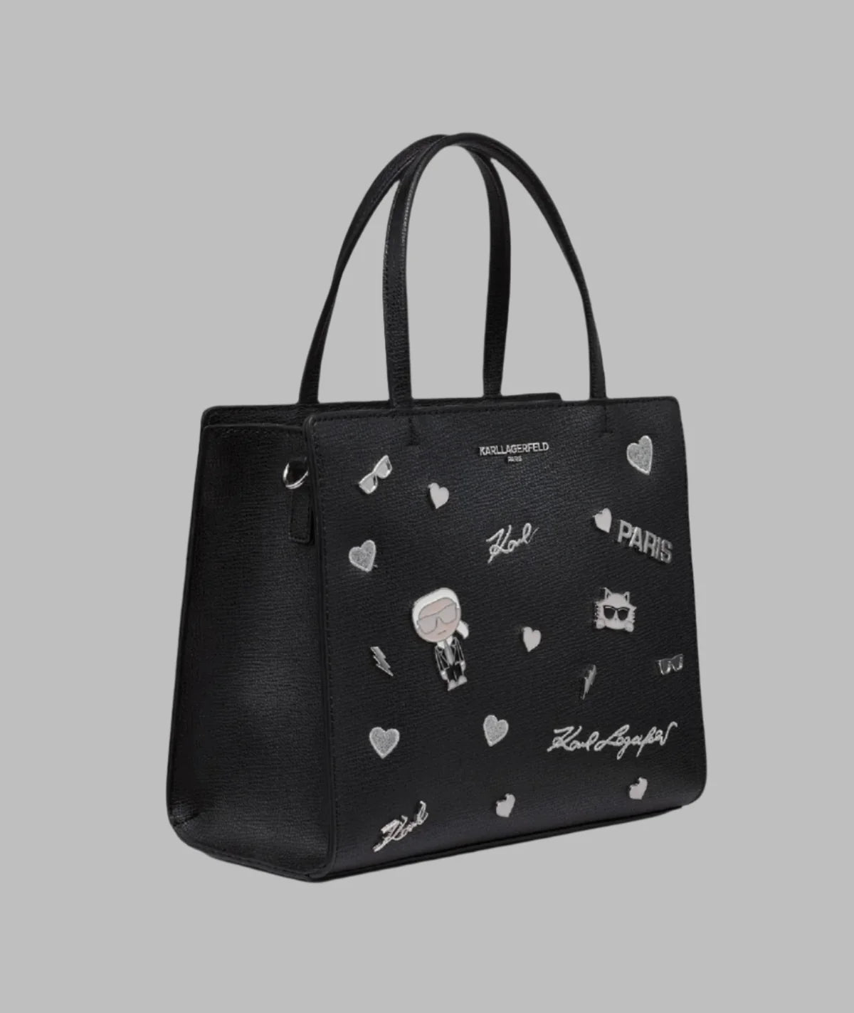 Karl Lagerfeld Paris Womens' MAYBELLE SATCHEL WITH PINS BLACK