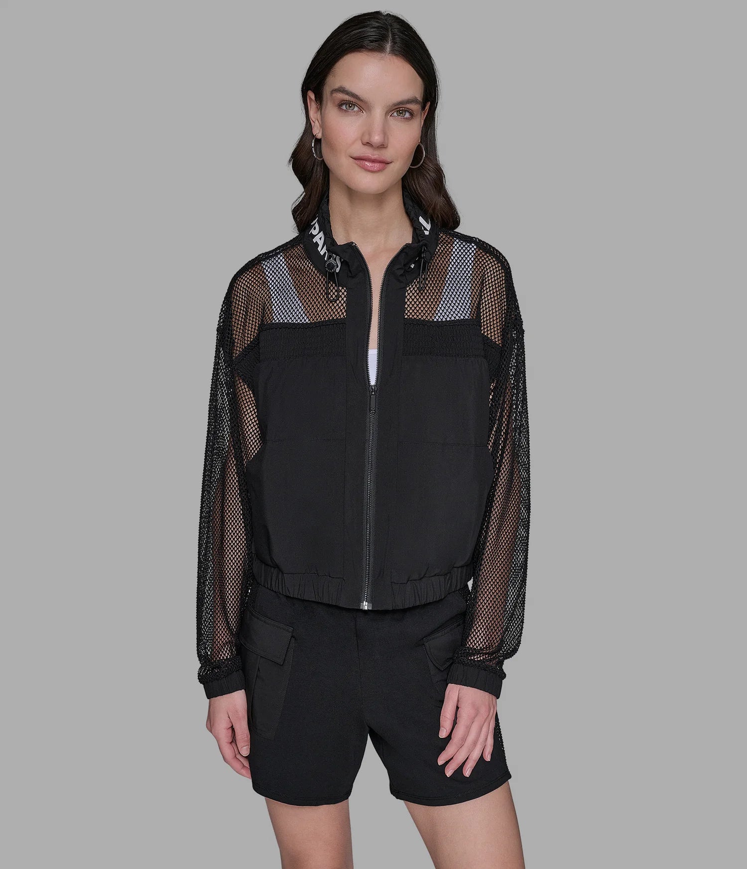 Womens' Karl Lagerfeld Paris LOGO MESH TRACK JACKET