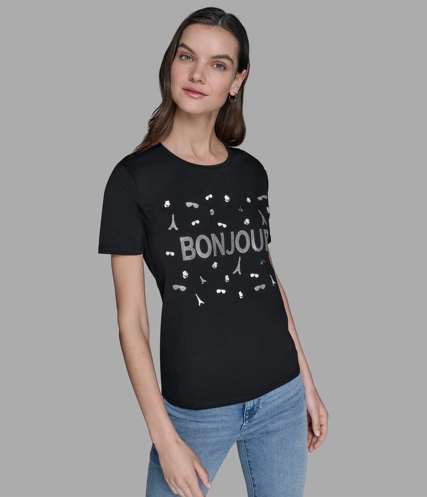 KARL WOMENS' LUXE BONJOUR WHIMSY PINS TEE