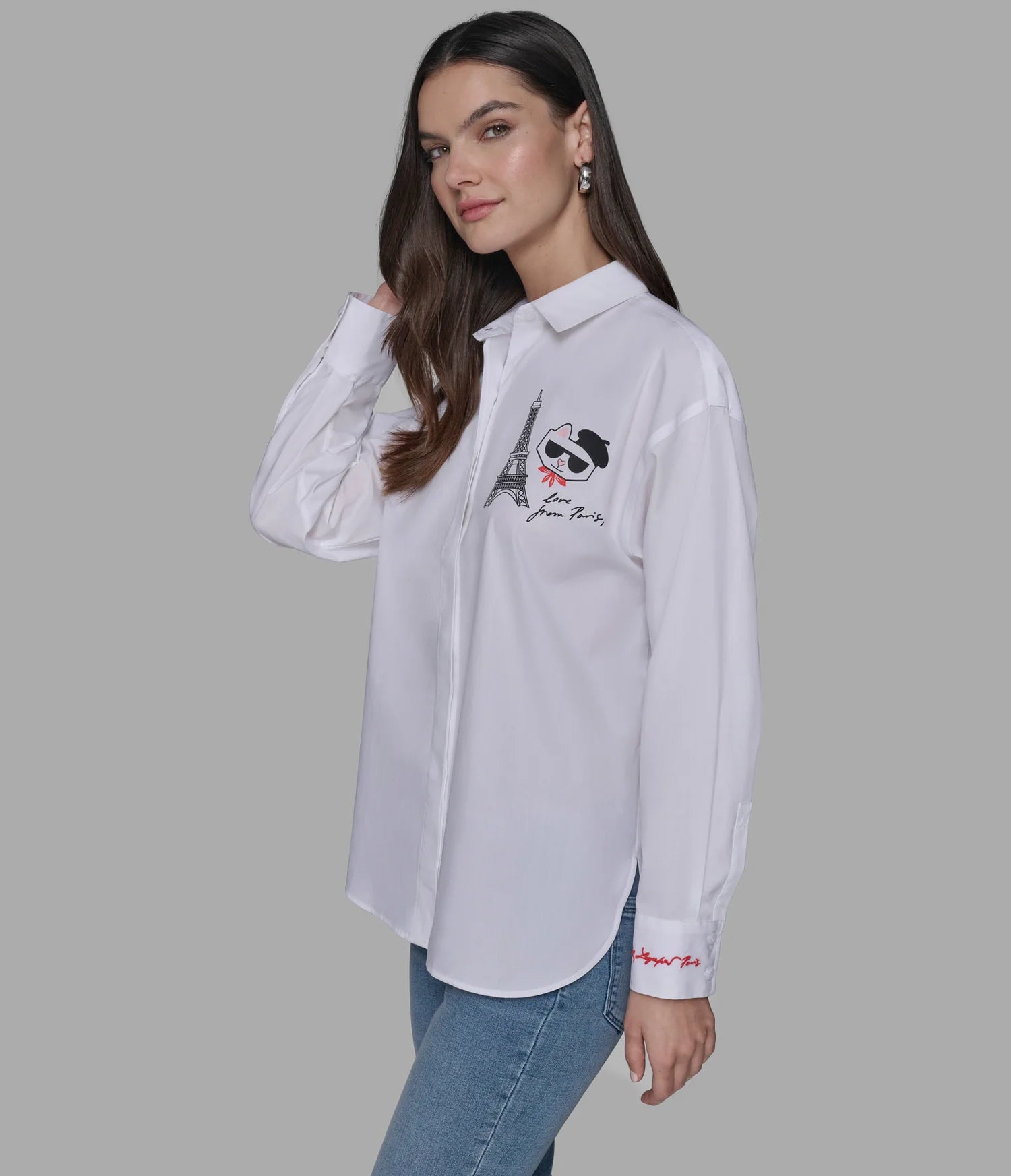 Womens' Karl Lagerfeld Paris CHOUPETTE IN PARIS POPLIN SHIRT