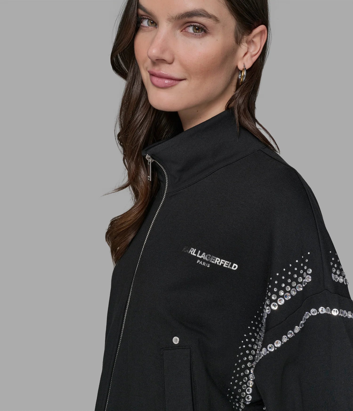 Karl Womens' RHINESTONE TRIM TRACK JACKET