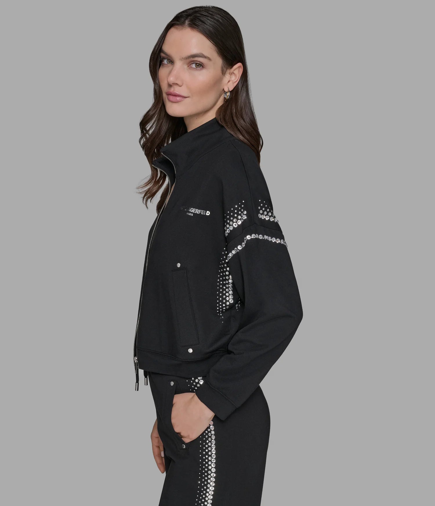 Karl Womens' RHINESTONE TRIM TRACK JACKET