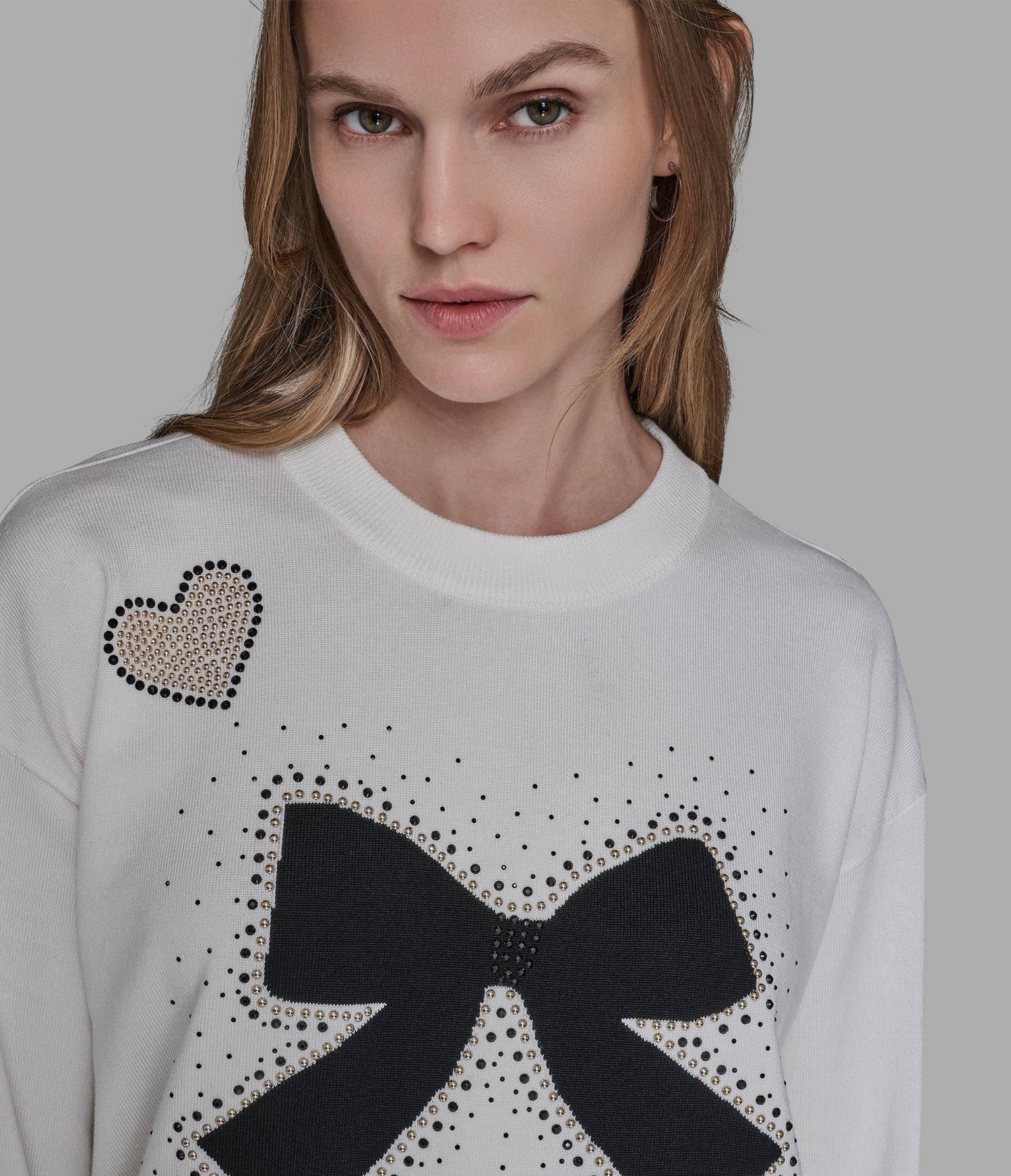 Karl Lagerfeld Paris Women's WHIMSY BOW SWEATER WHITE