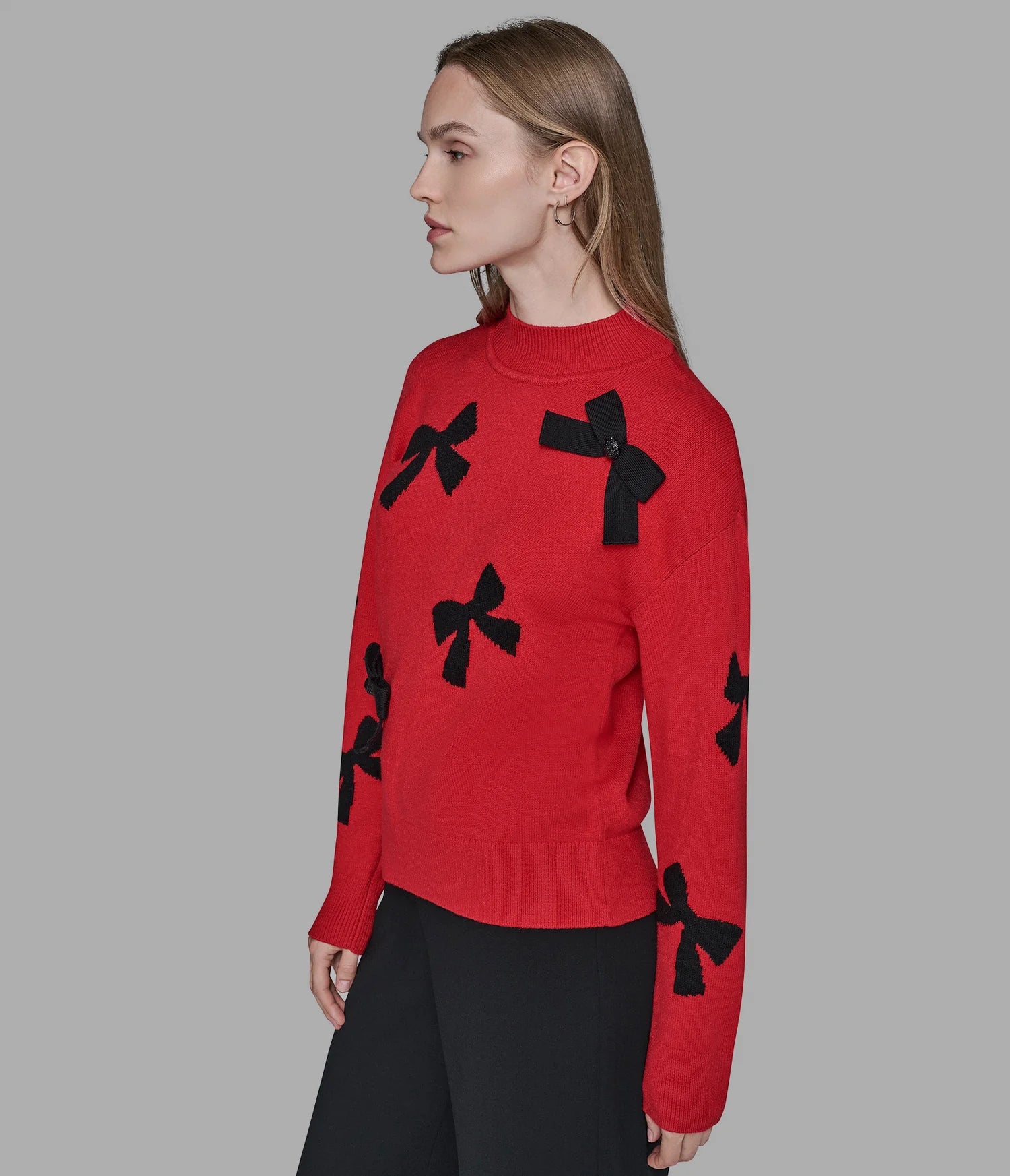 Karl Lagerfeld Paris Womens' 3D BOW SWEATER RED