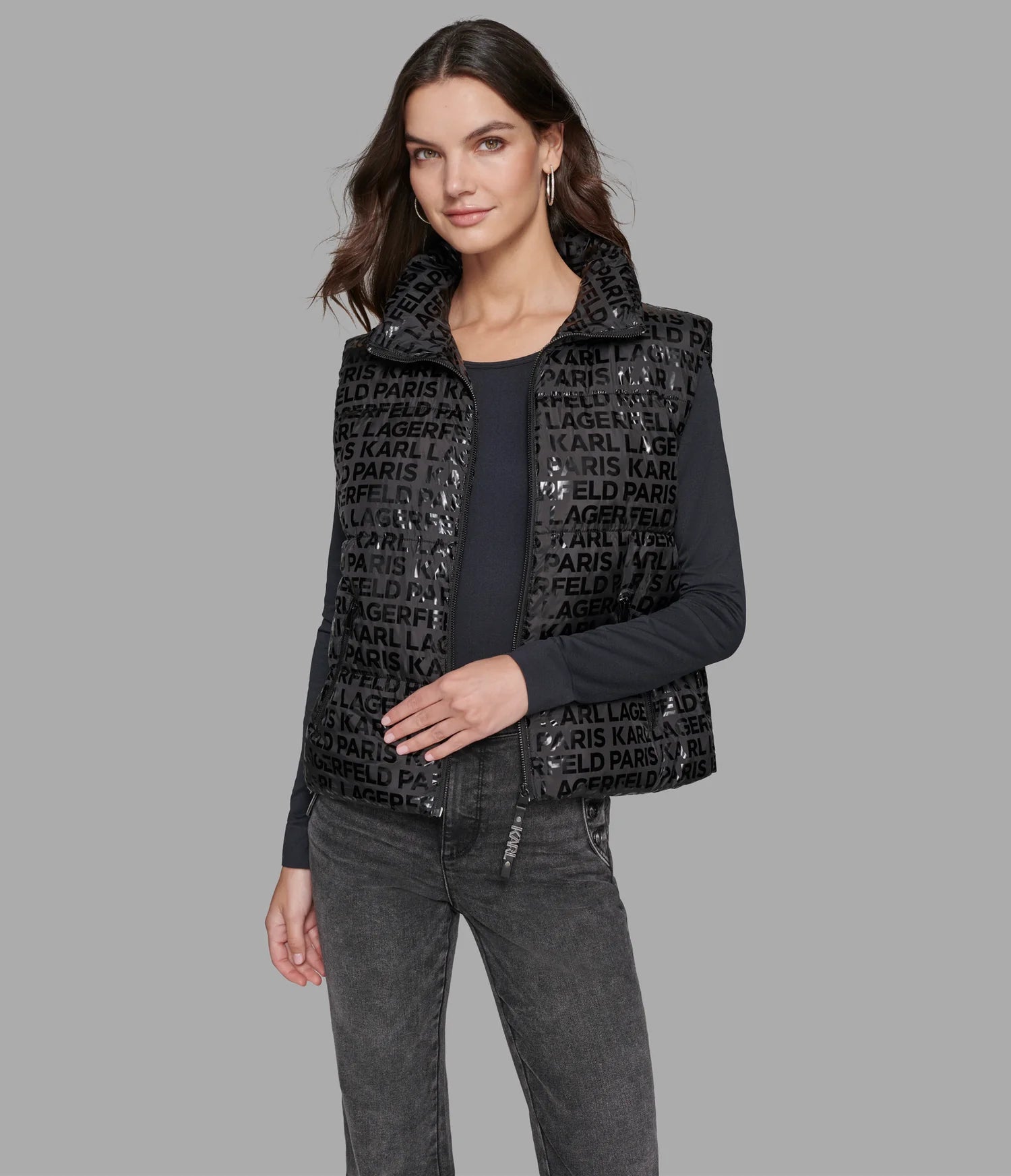 Womens' TONAL LOGO PUFFER VEST Karl Lagerfeld Paris