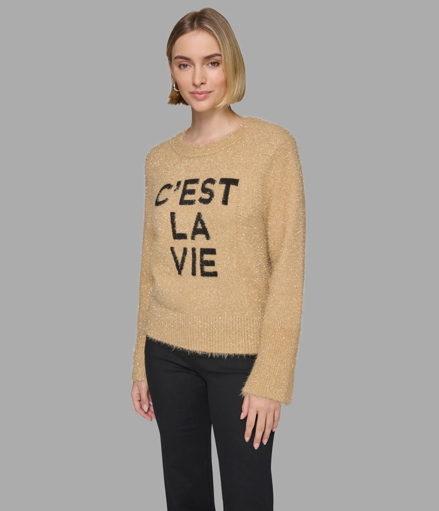 WOMENS' KARL C'EST LA VIE FUZZY SWEATER