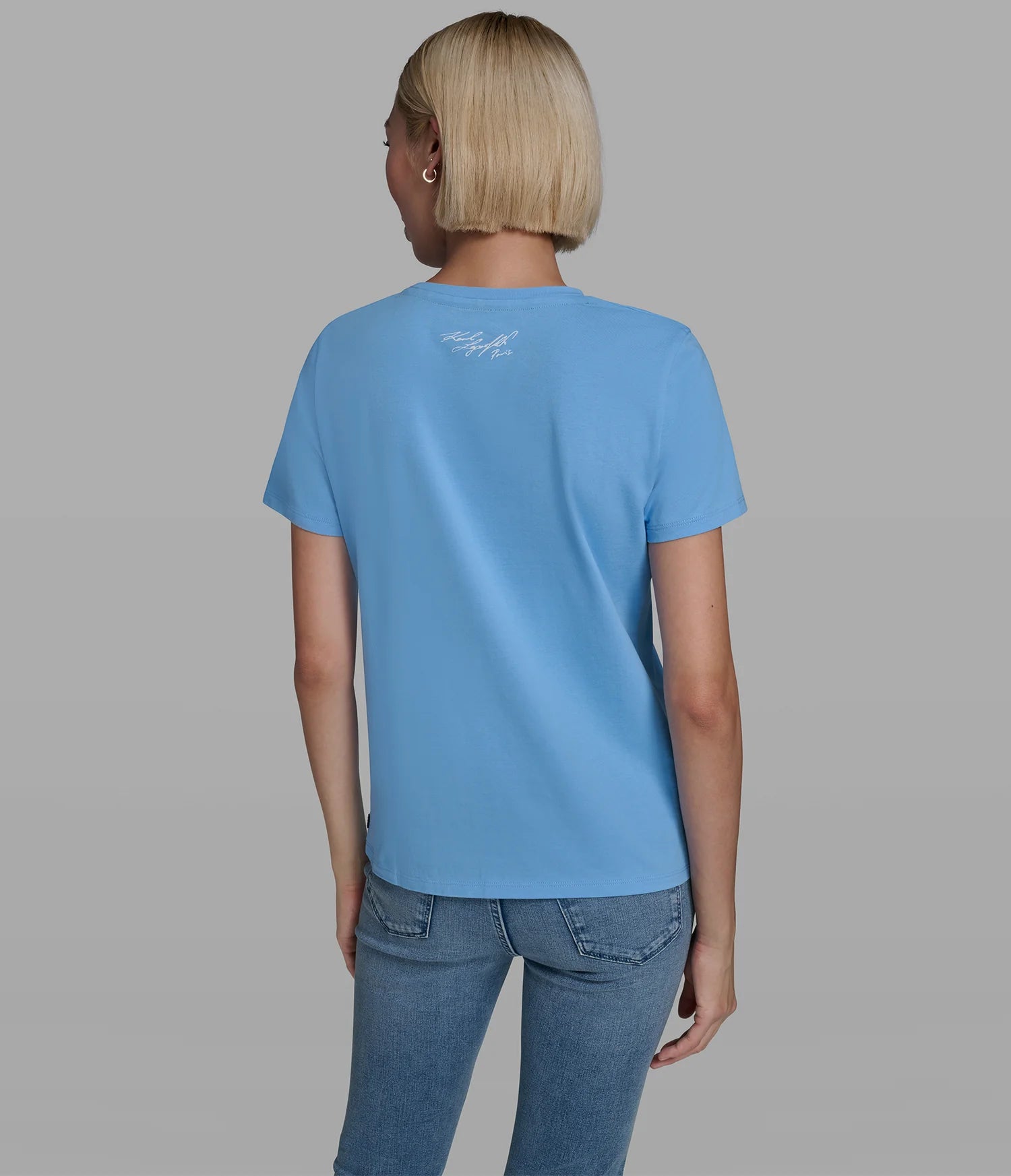 KARL FLORAL HEART LOGO TEE-Sky Blue