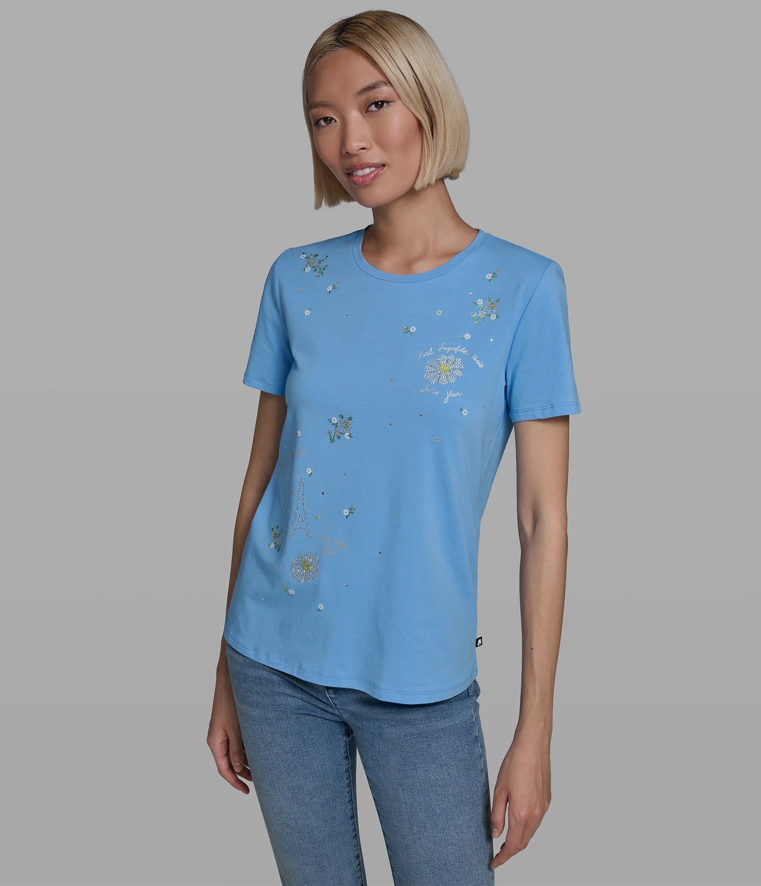KARL EMBELLISHED WHIMSY TEE-Sky Blue