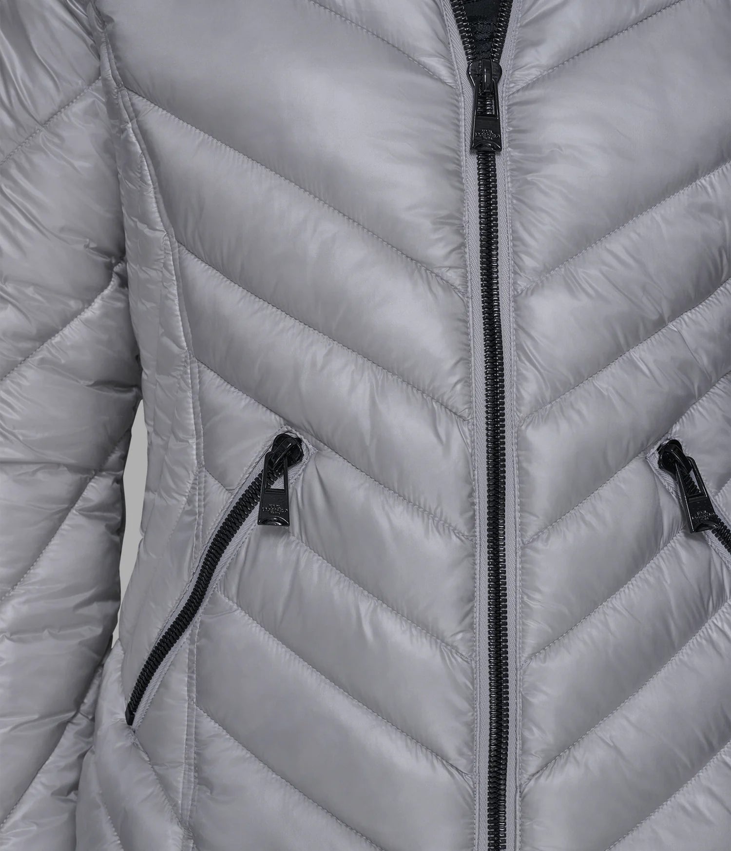 Karl Lagerfeld Paris Women's PILLOW COLLAR PUFFER JACKET Silver