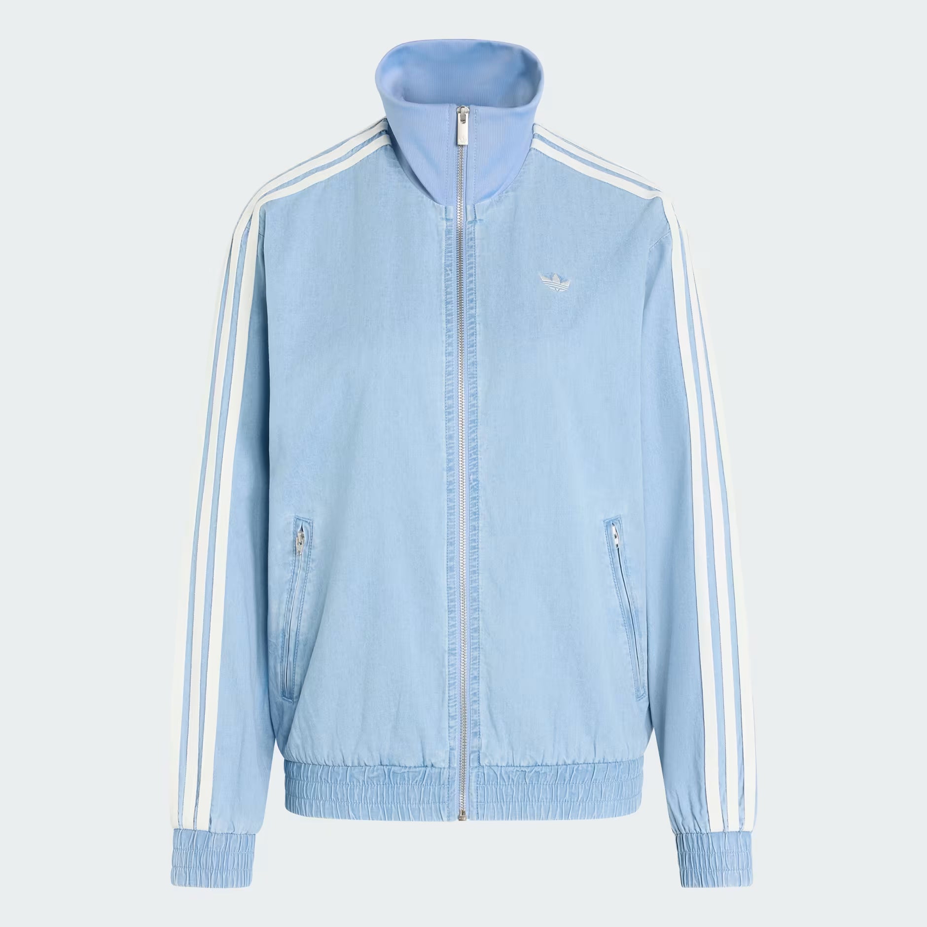 ADIDAS ORIGINALS WOMEN'S SUMMER GLOW LIGHT DENIM FIREBIRD SPORTS JACKET-Blue
