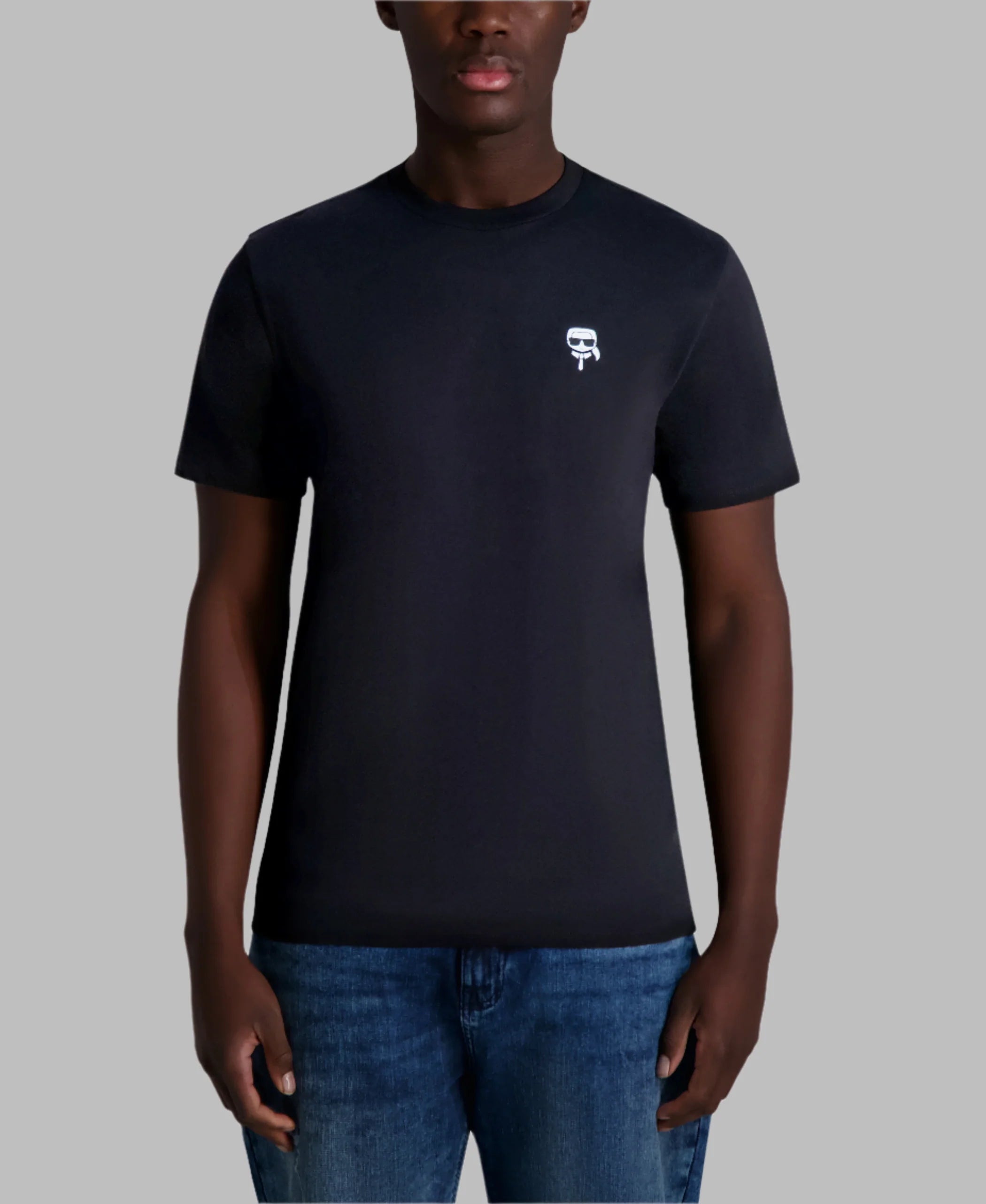 Men's KARL LAGERFELD PARIS RUBBERIZED LOGO CHARACTER TEE/ BLACK
