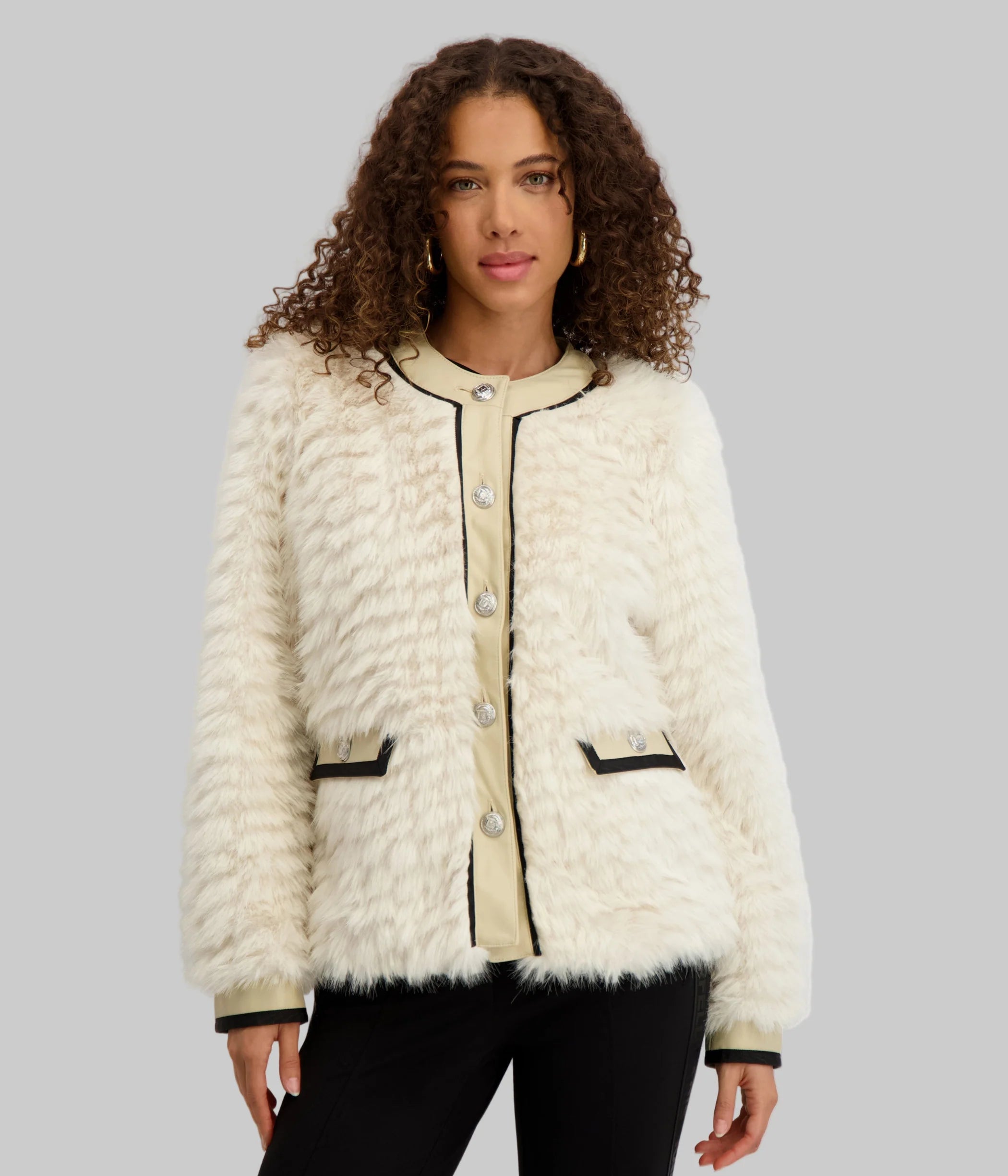 Karl Lagerfeld Paris Women's FAUX FUR CARDIGAN JACKET