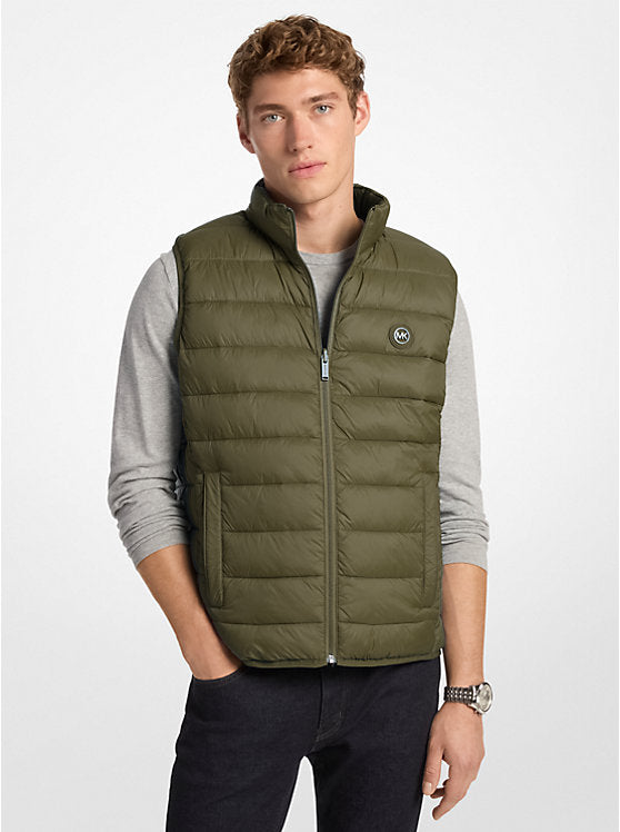 Mens' Michael Kors Abbou Signature Logo Reversible Vest OLIVE