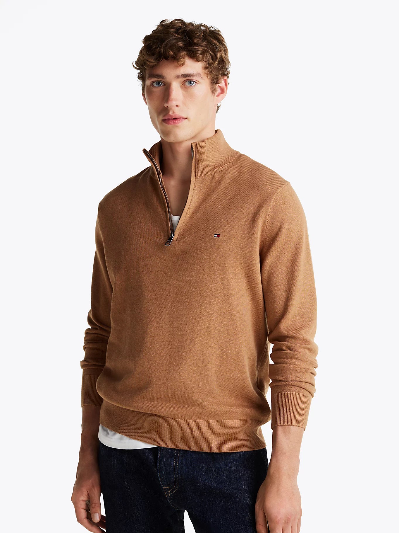 MENS' Tommy Half-Zip Mock Jumper with Cashmere