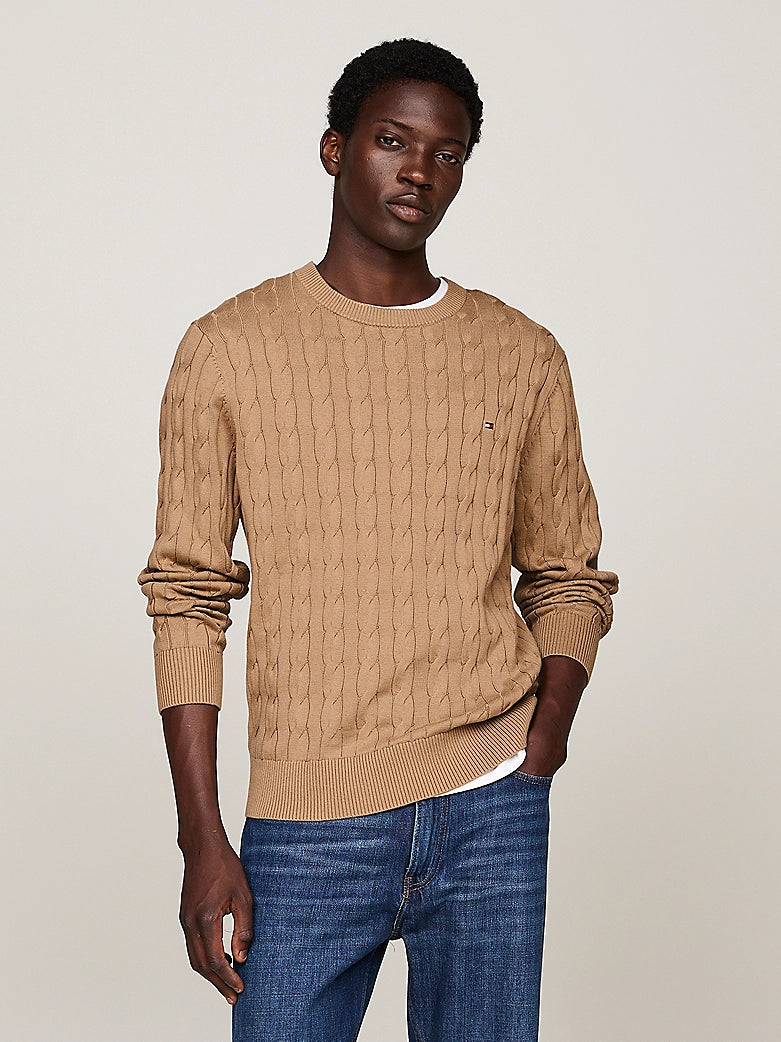Men' Tommy Cable Knit Crew Neck Jumper