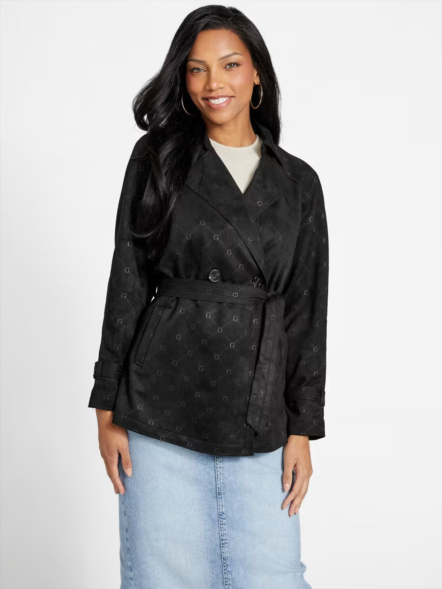 GUESS WOMEN Clio Trench Coat/ BLACK