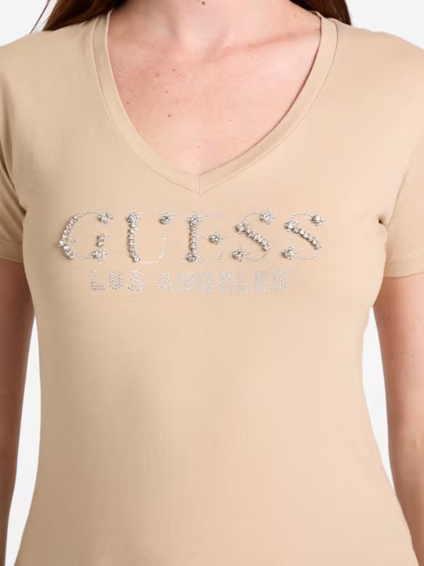 Guess Womens Eco Salsa Logo Tee/ BEIGE