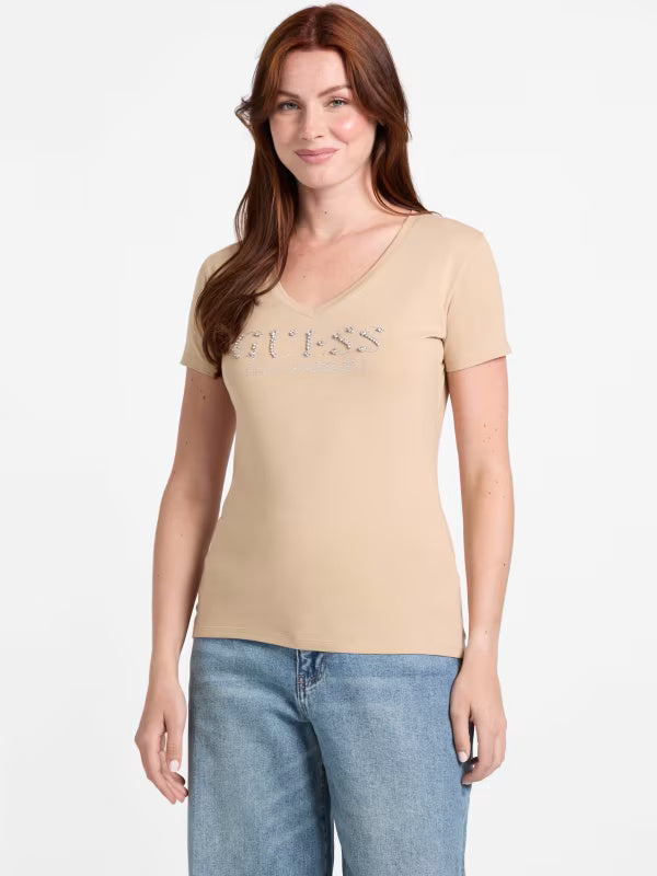 Guess Womens Eco Salsa Logo Tee/ BEIGE