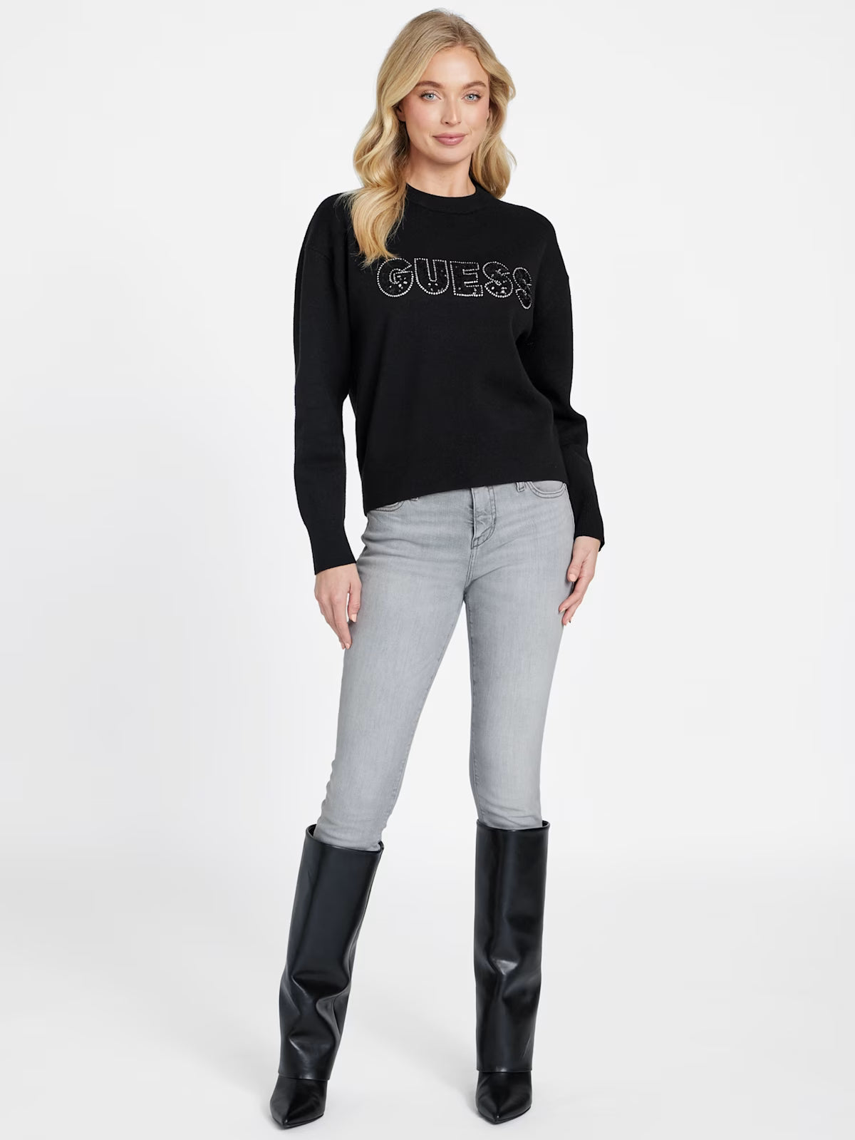 Guess WOMENS' Cute Logo Sweater BLACK