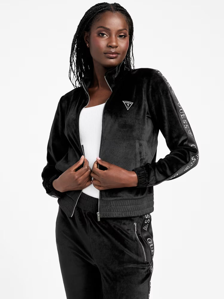 Guess Women Eco Janess Logo-Tape Velour Jacket
