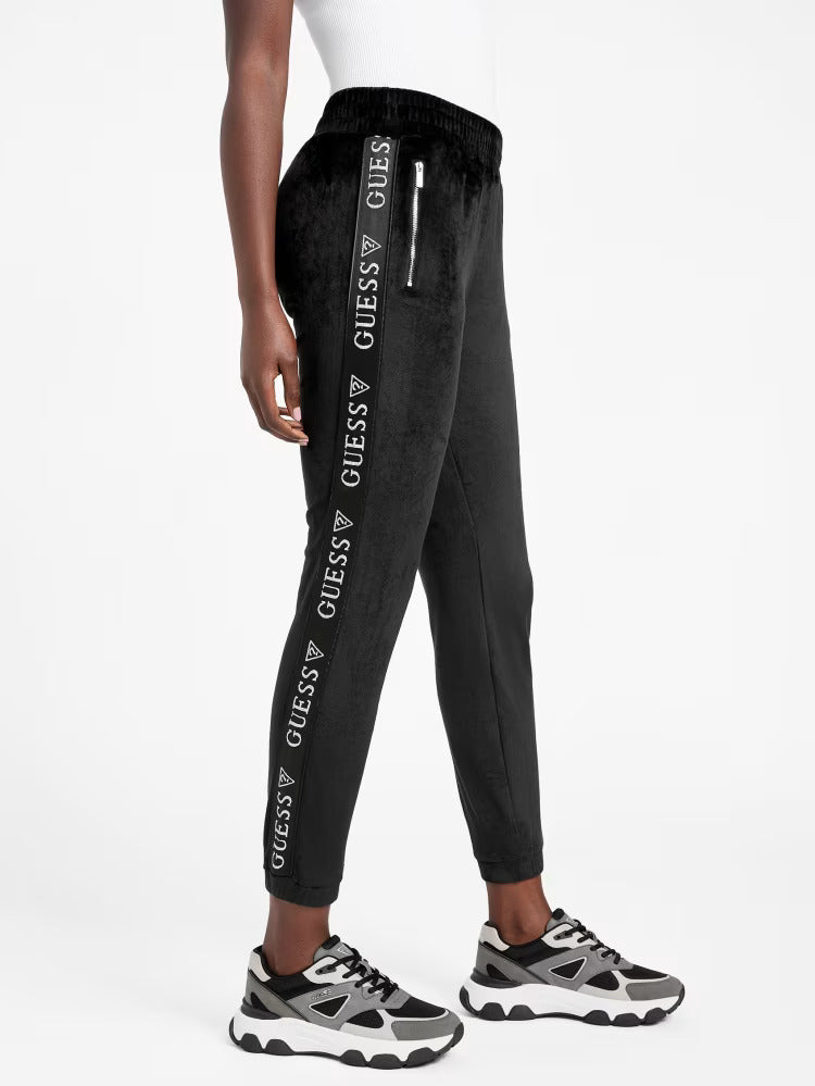 Womens' Guess Eco Janess Logo-Tape Velour Joggers