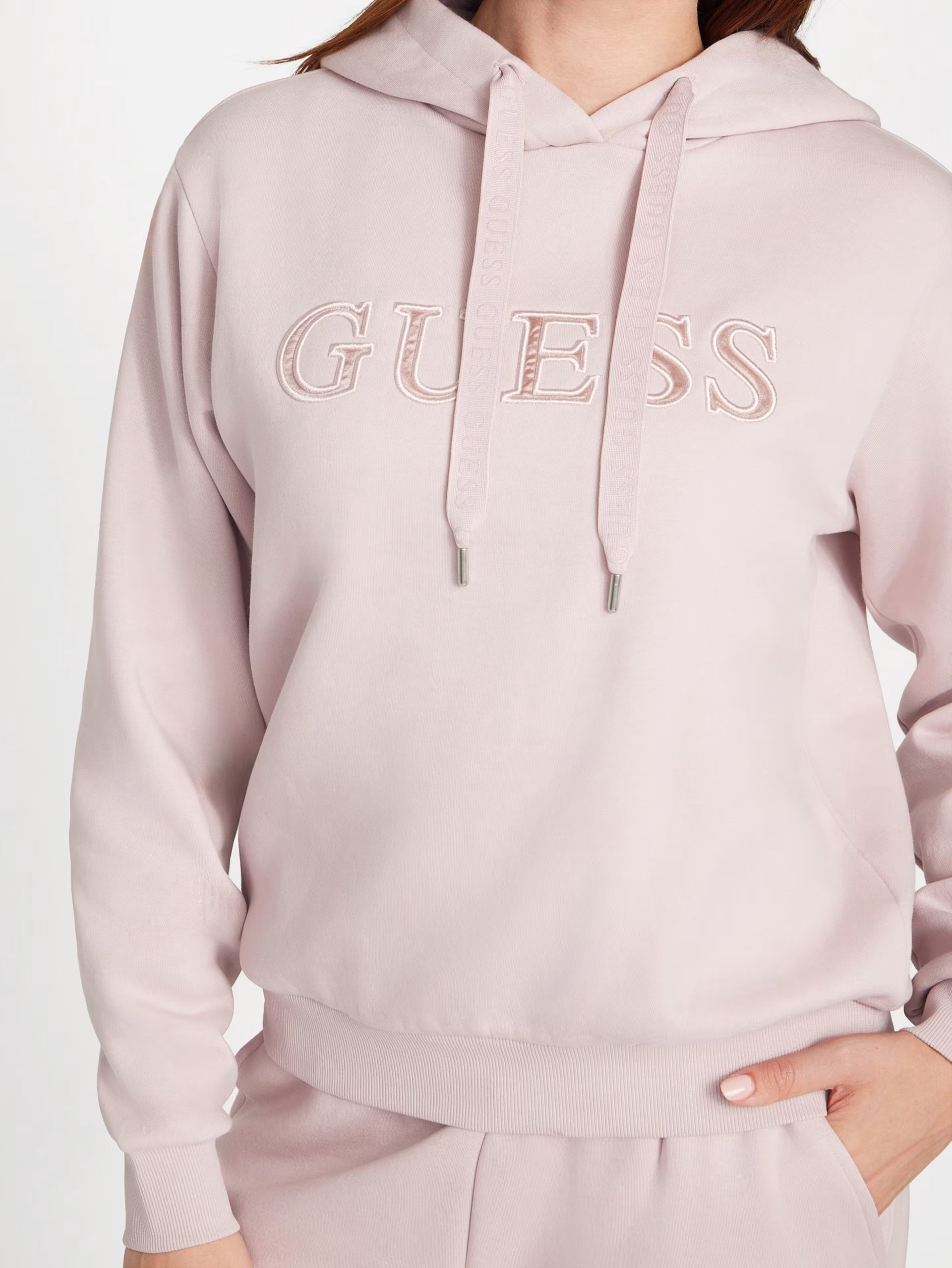 Womens' GUESS Zendra Fleece Hoodie Pink