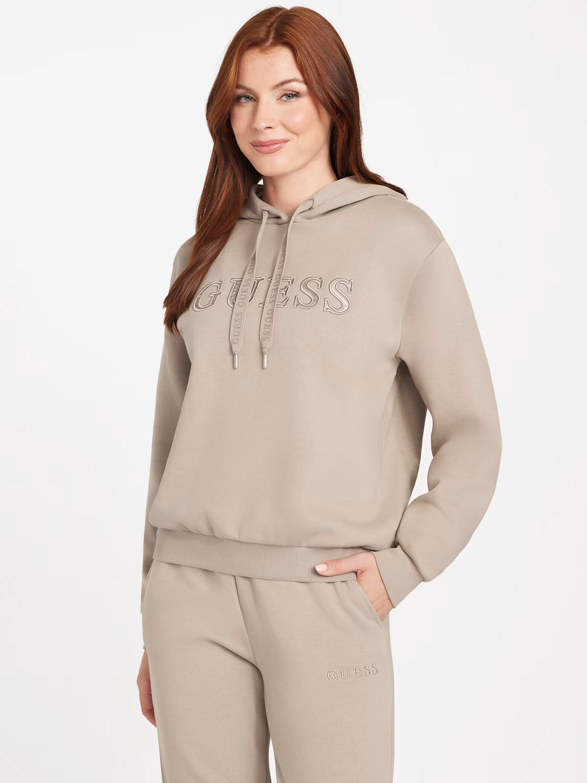Womens' GUESS Zendra Fleece Hoodie GRAY
