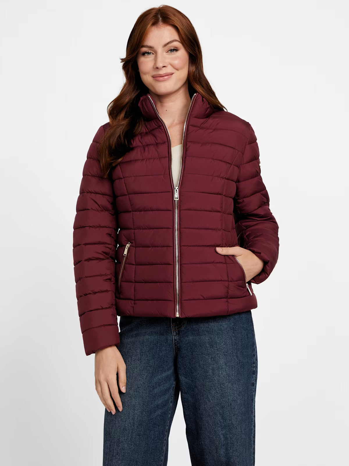 Guess WOMENS' Zalcon Puffer Jacket Red