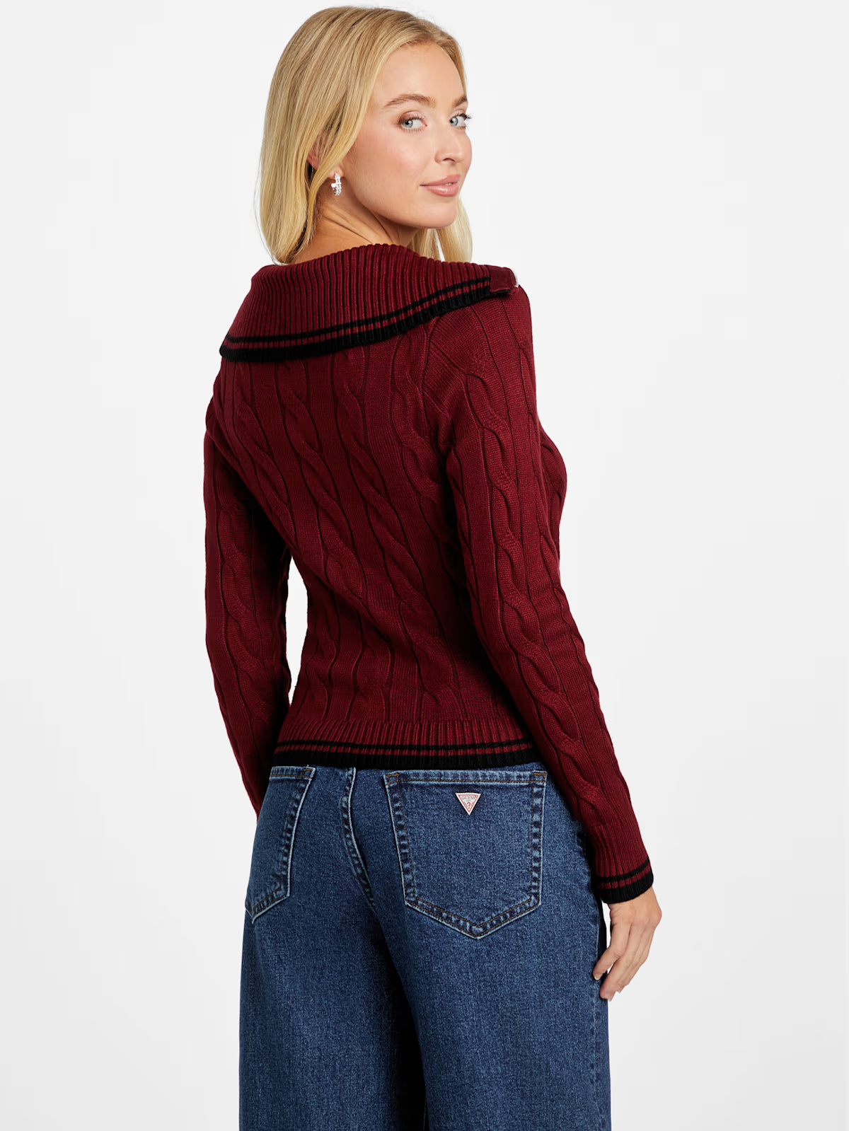 Guess WOMENS' Vicky Zip Sweater Red