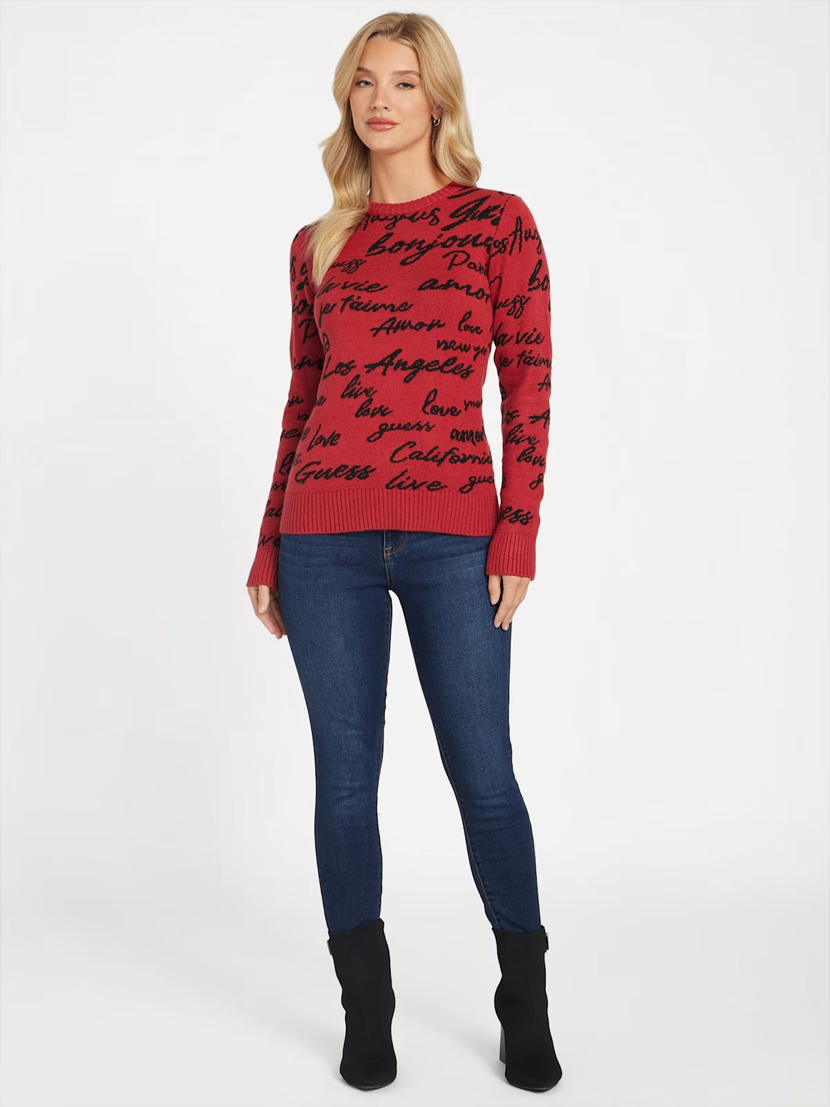 Guess Womens' Junie Logo Sweater RED